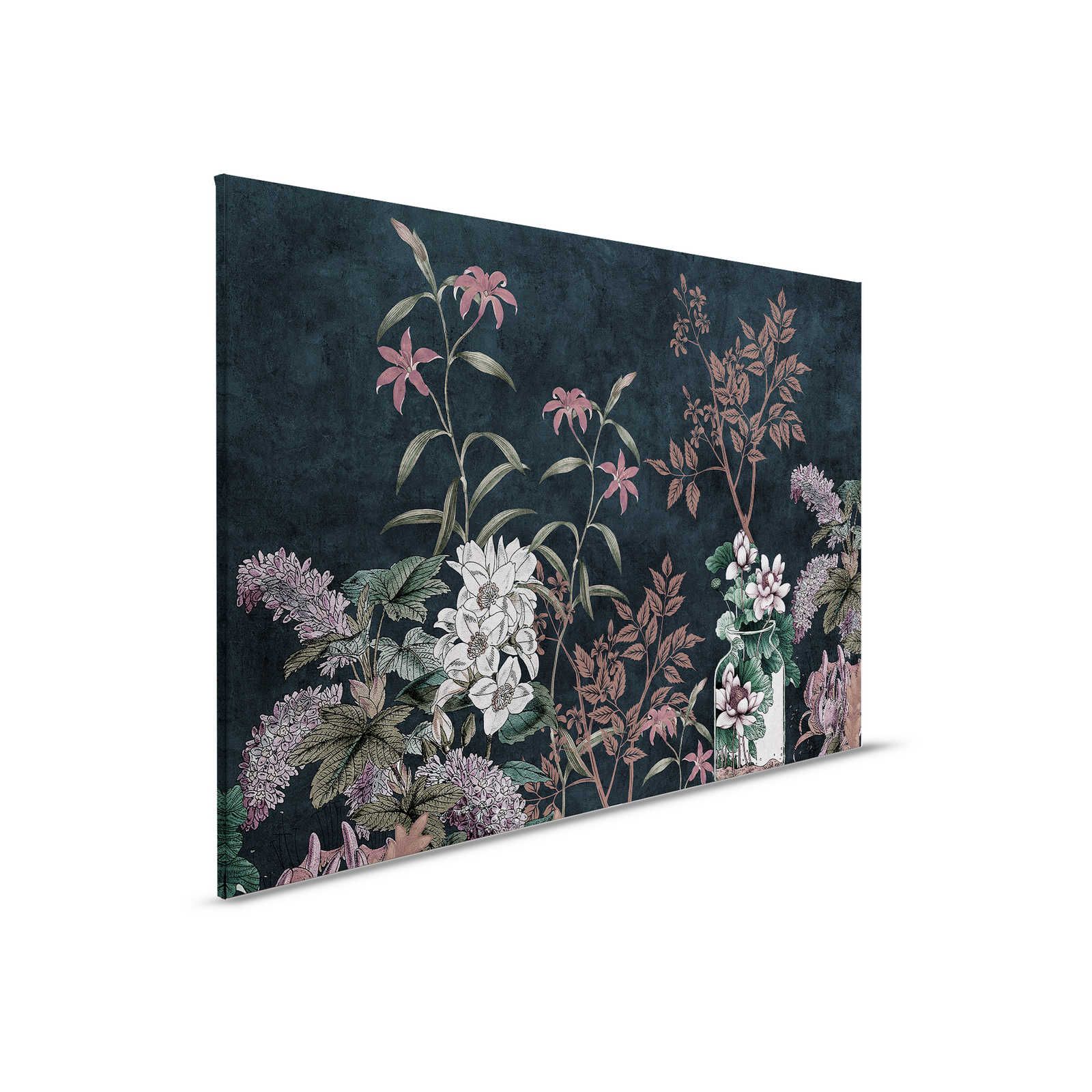         Dark Room 2 - Schwarzes Leinwandbild Botanical Muster Rosa – 0,90 m x 0,60 m
    