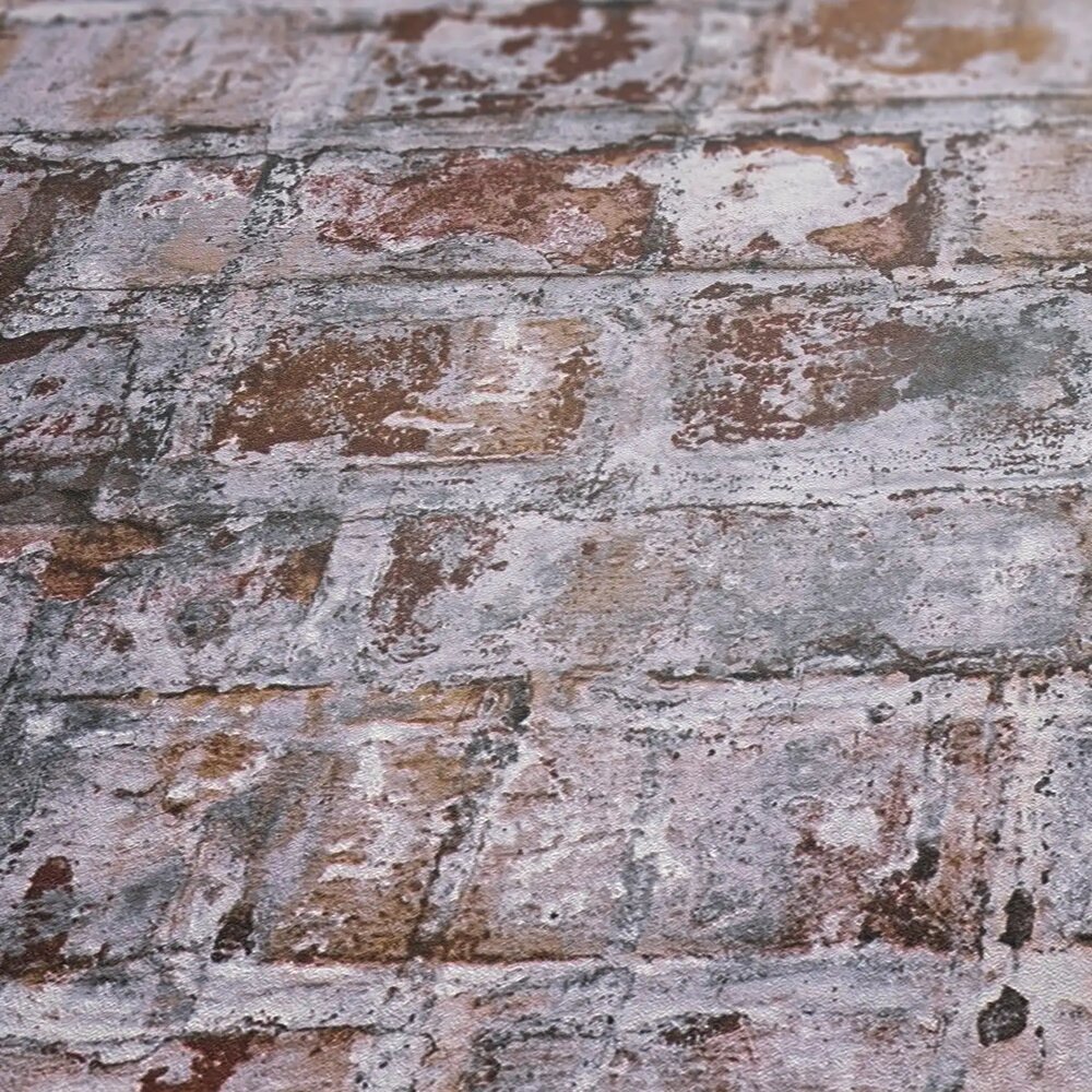             Vliestapete in Ziegelsteinoptik im Mauerdesign – grau, rostfarben, weiß
        