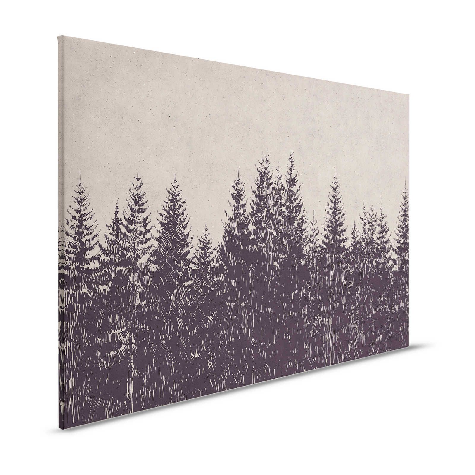 Leinwandbild Wald Tannen im Zeichenstil – 1,20 m x 0,80 m

