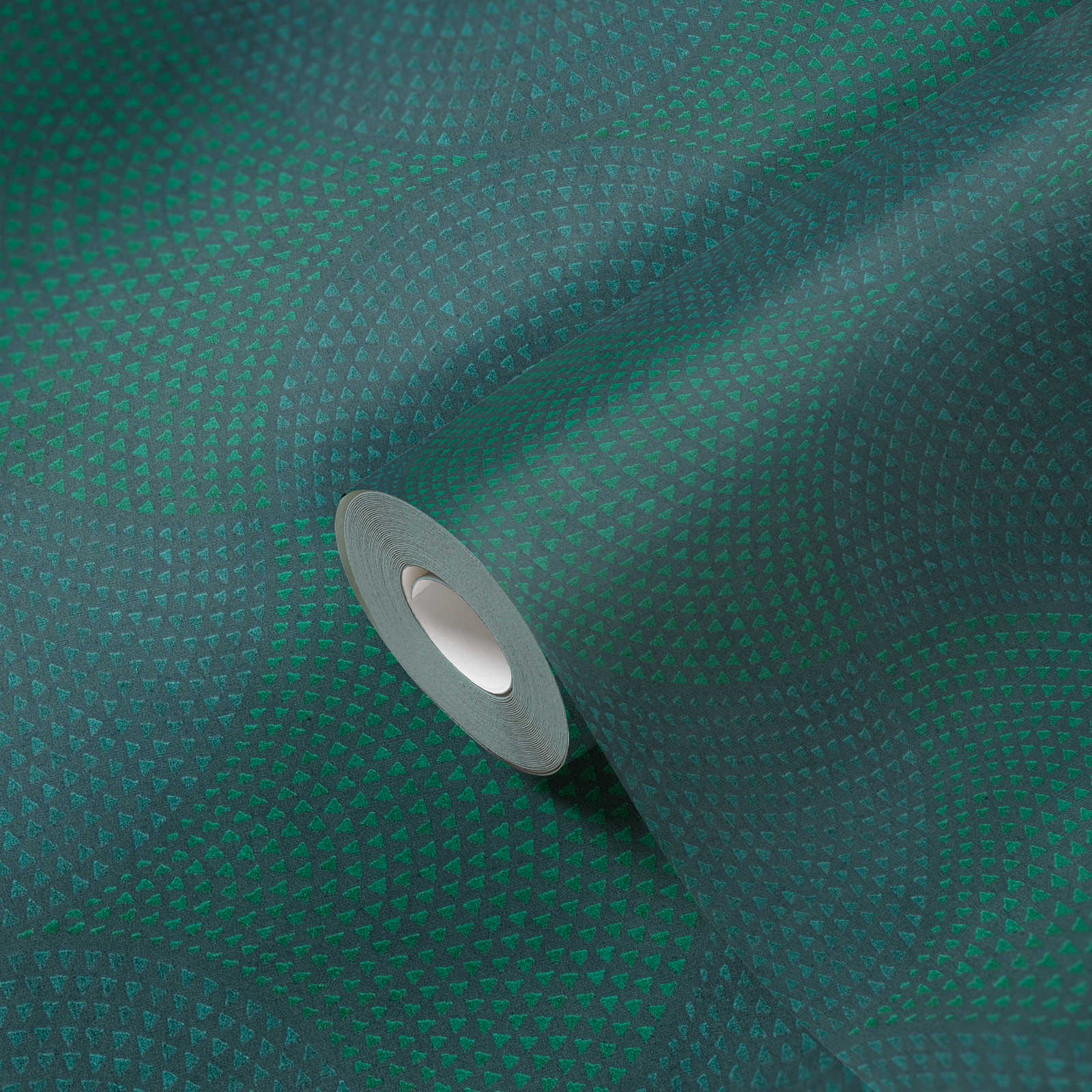             Vliestapete Metallic Design mit Mosaik Muster – Blau, Grün, Metallic
        