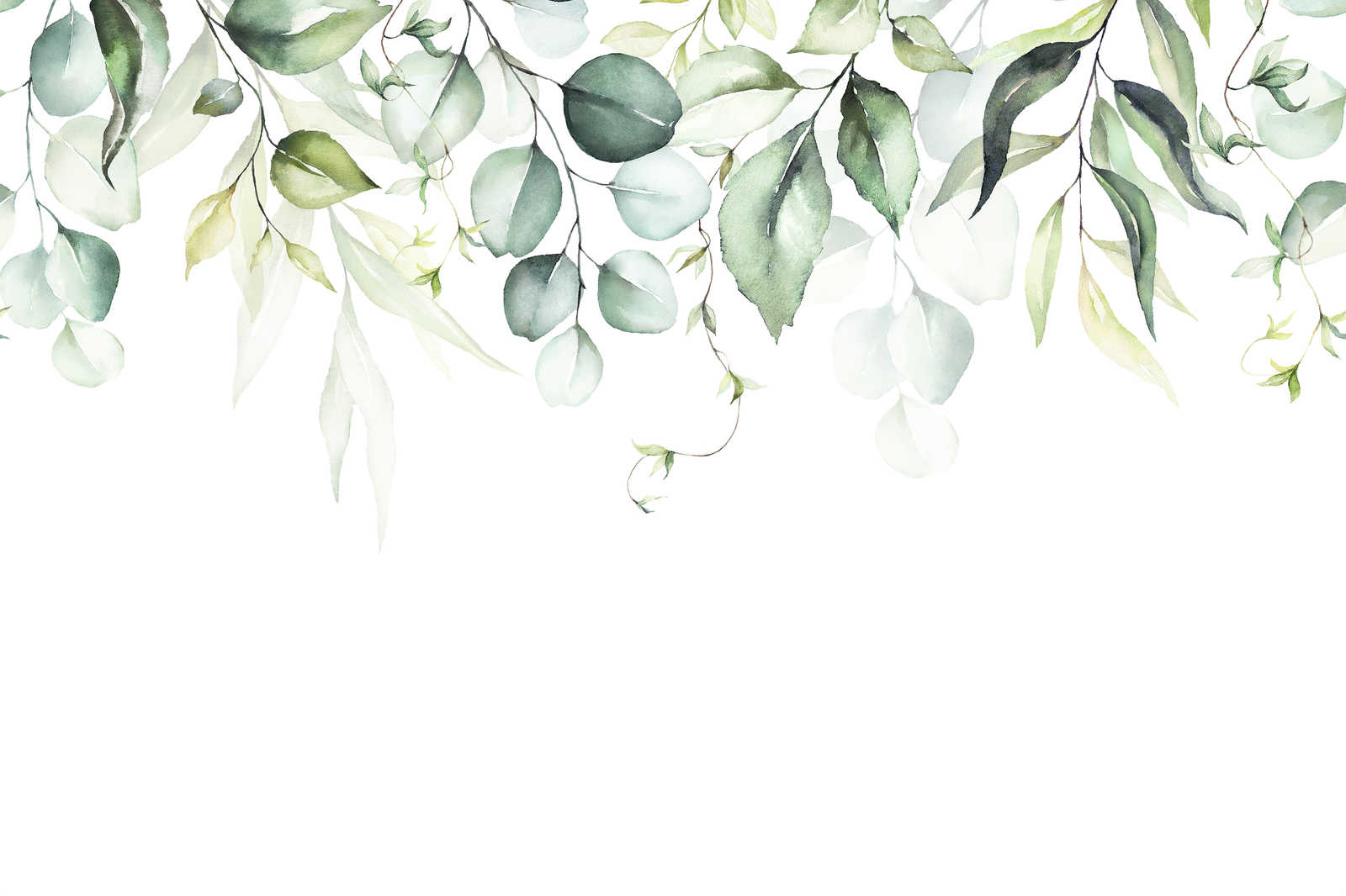             Leinwandbild mit Blätterranken im Wasserfarben-Look – 0,90 m x 0,60 m
        
