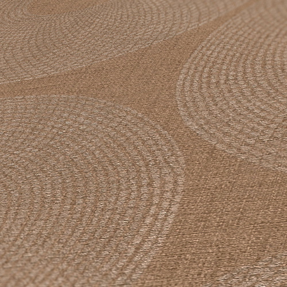             Metallic Tapete Kreise mit Strukturdesign – Braun
        
