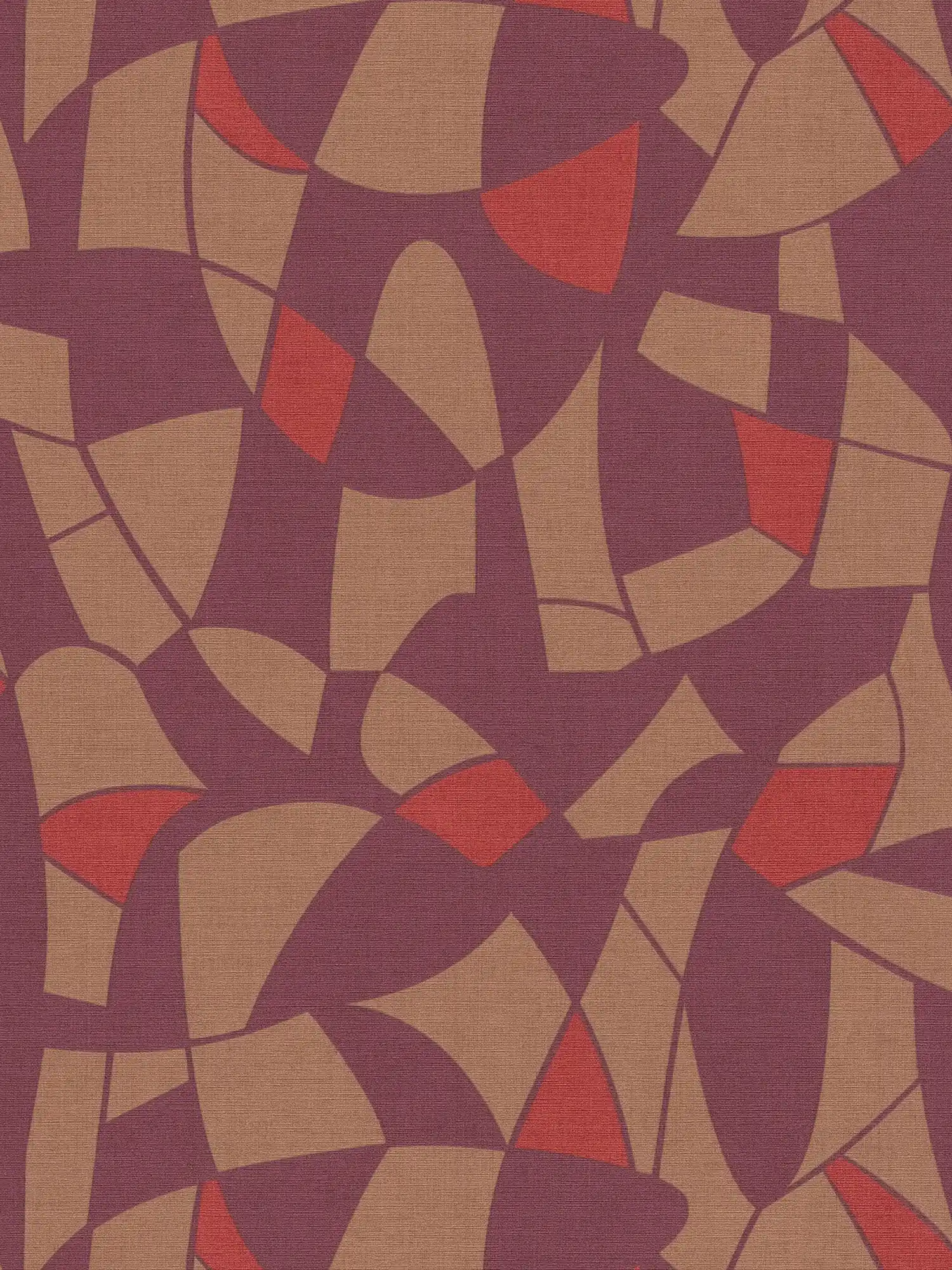 Vliestapete in dunklen Farben im abstrakten Muster – Lila, Braun, Rot
