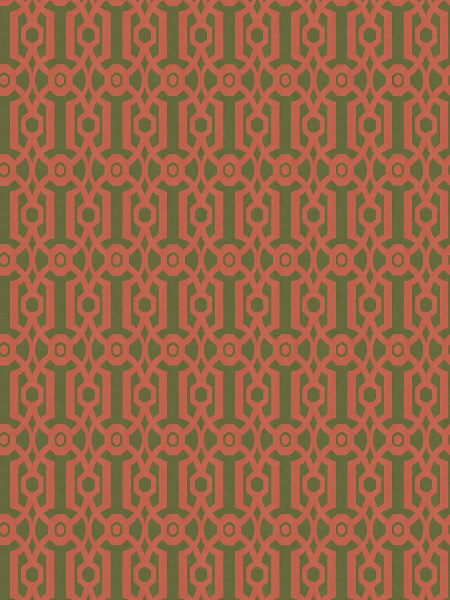 Vliestapete mit grafischem Muster im englischen Stil – orange, Grün
