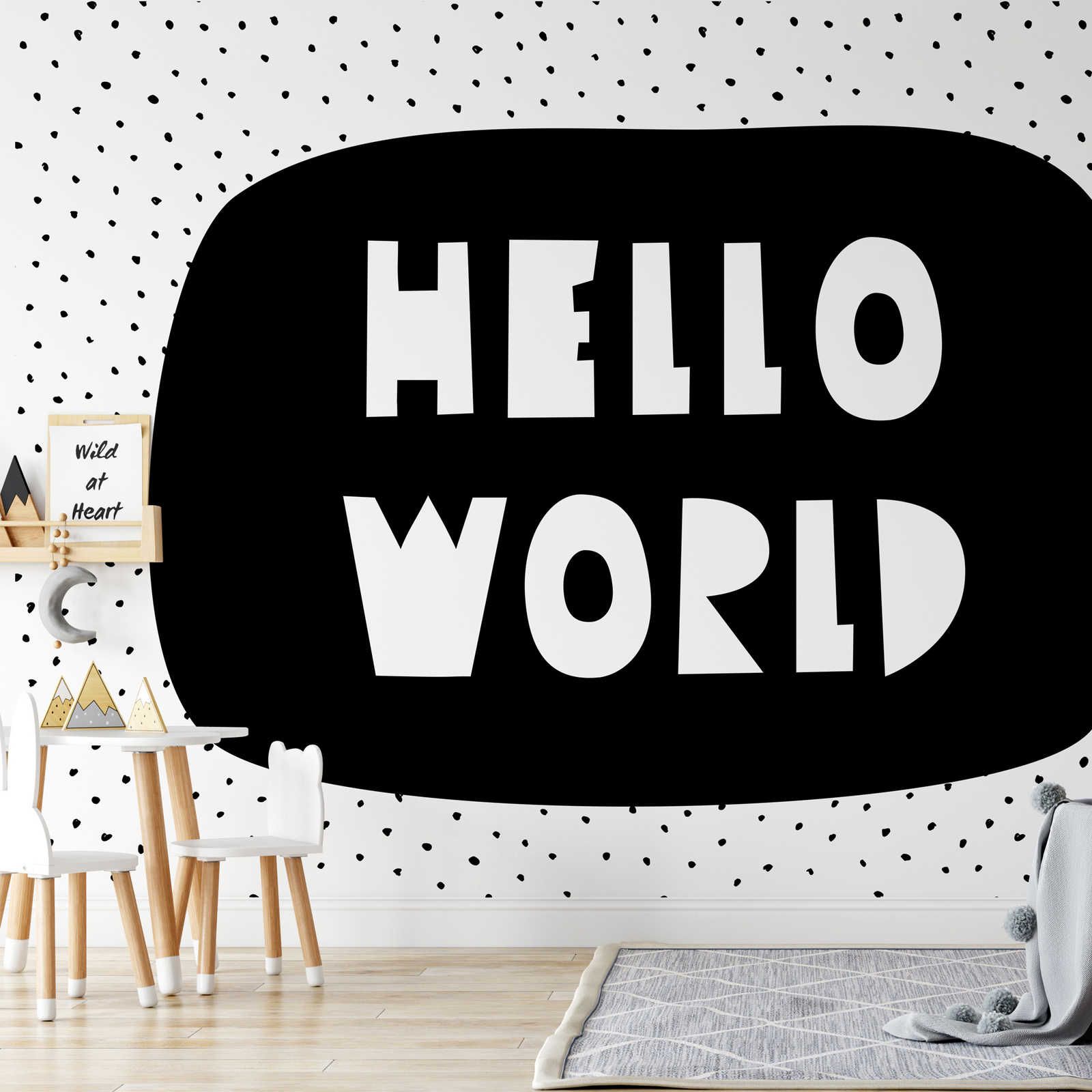 Fototapete fürs Kinderzimmer mit Schriftzug "Hello World" – Glattes & mattes Vlies
