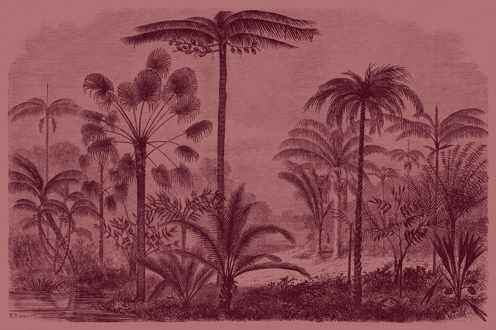             Jurassic 2 - Leinwandbild Dschungelmotiv Kupferstich – 1,20 m x 0,80 m
        