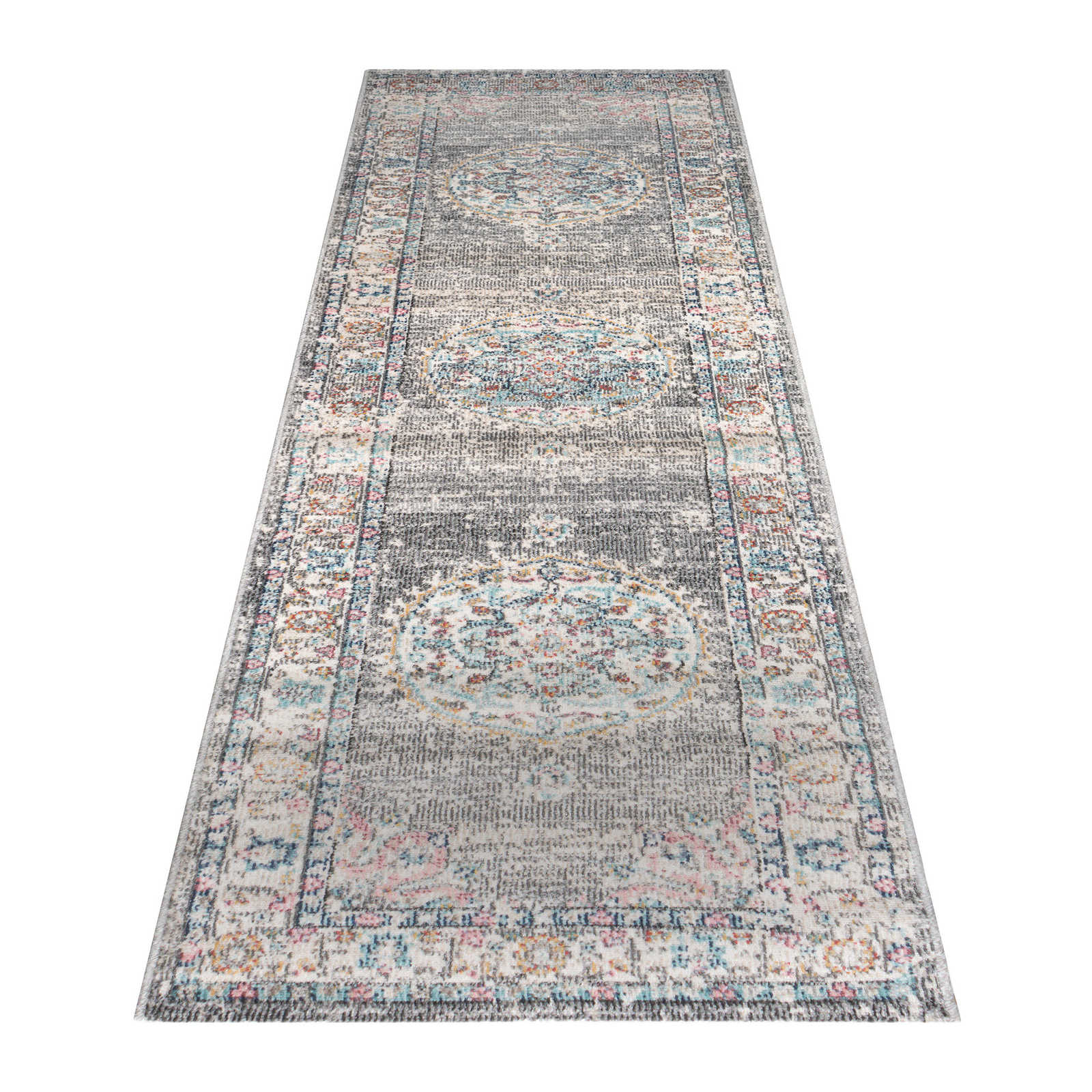 Grauer Teppich aus Flachgewebe als Läufer – 300 x 80 cm

