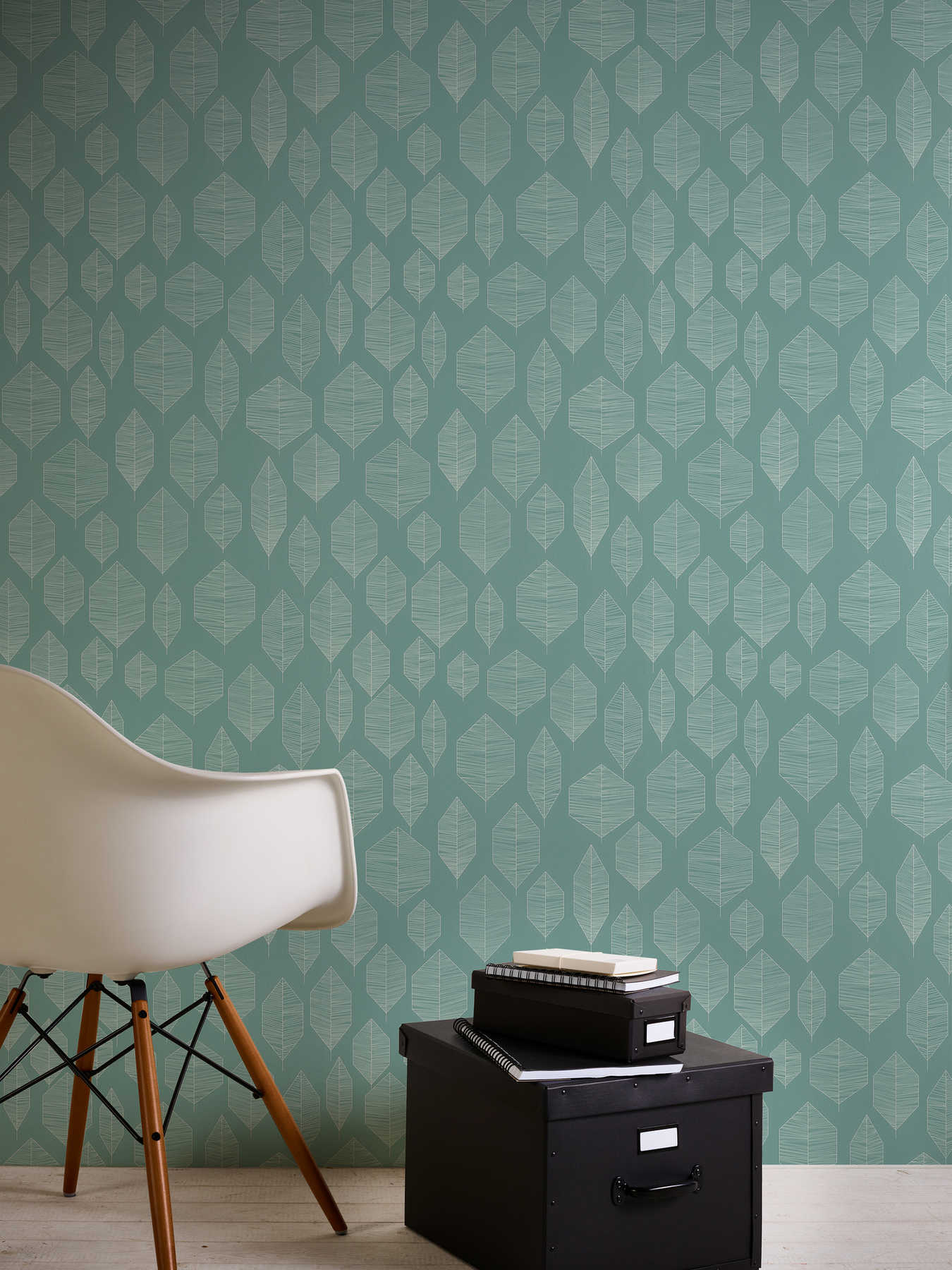             Scandinavian Design Tapete mit Blätter Muster – Grün
        
