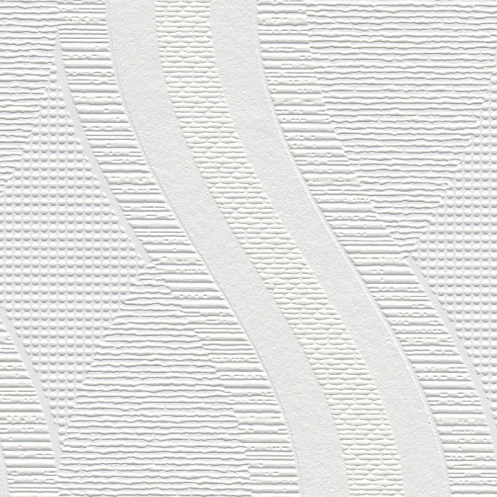             Tapete mit Liniendesign im Retro-Stil – Überstreichbar, Weiß
        