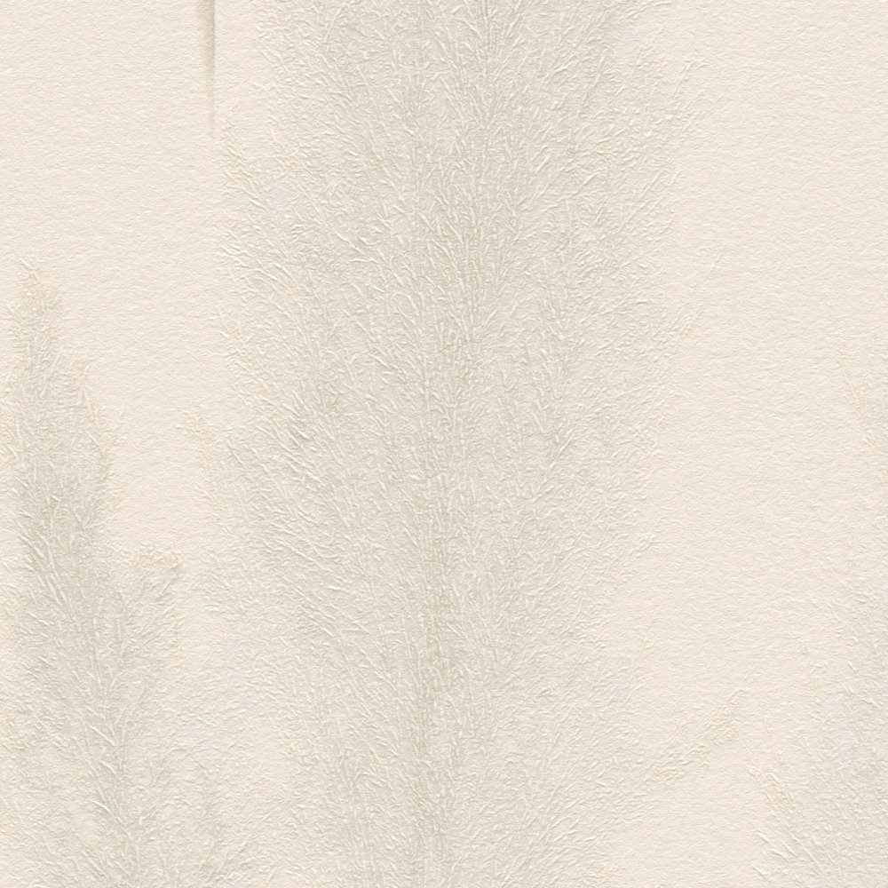             Tapete mit Pampasgras Muster – Beige, Grau, Weiß
        