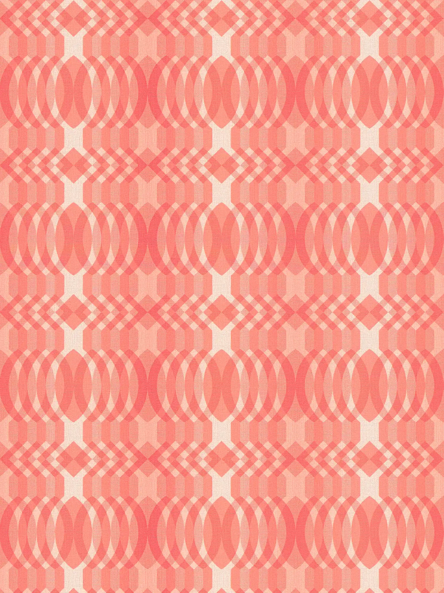 Geometrische Bemusterung auf Vliestapete im Retro Stil – Rot, Creme, Weiß
