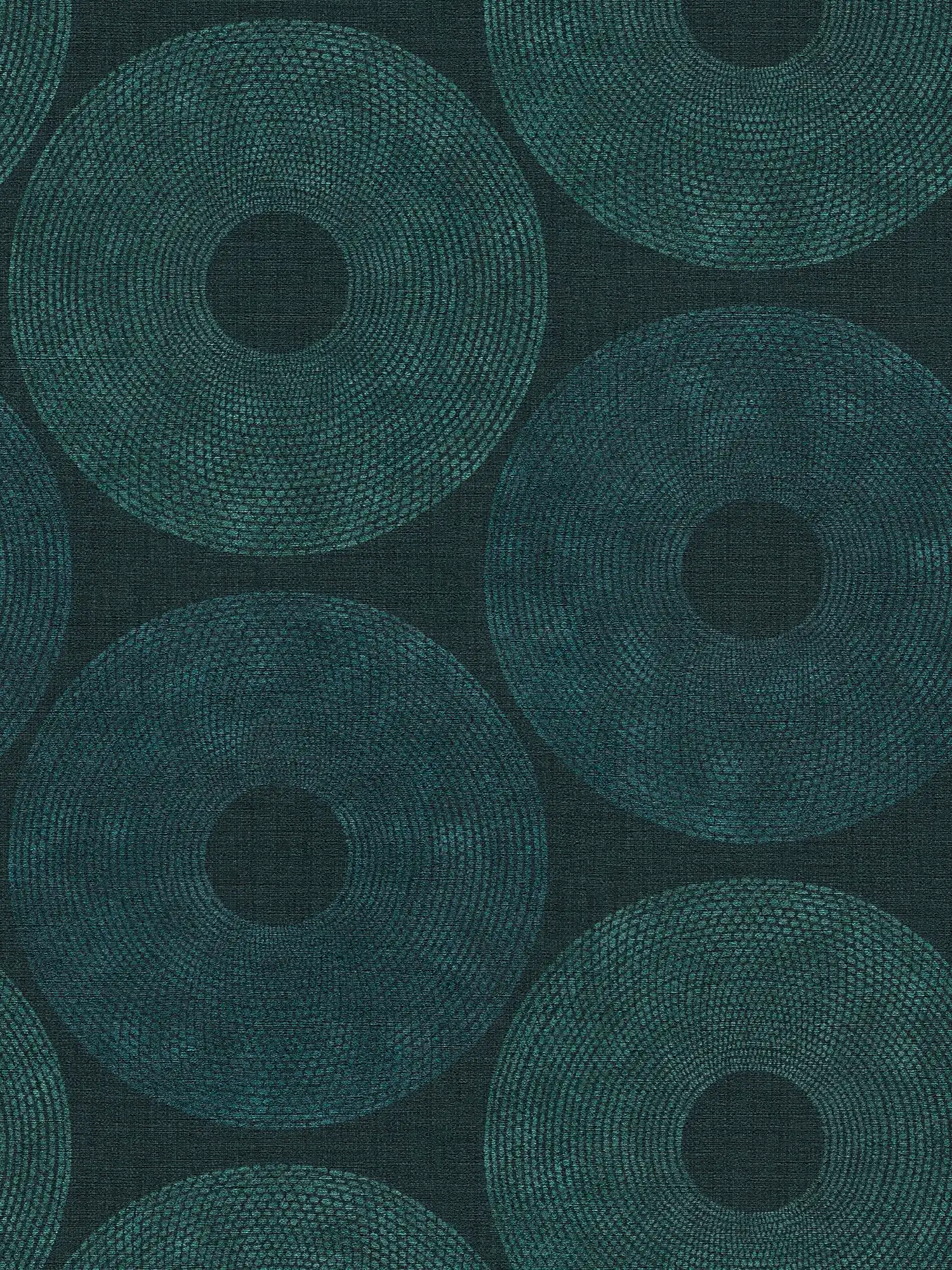 Ethno Tapete Kreise mit Strukturdesign – Grün, Metallic
