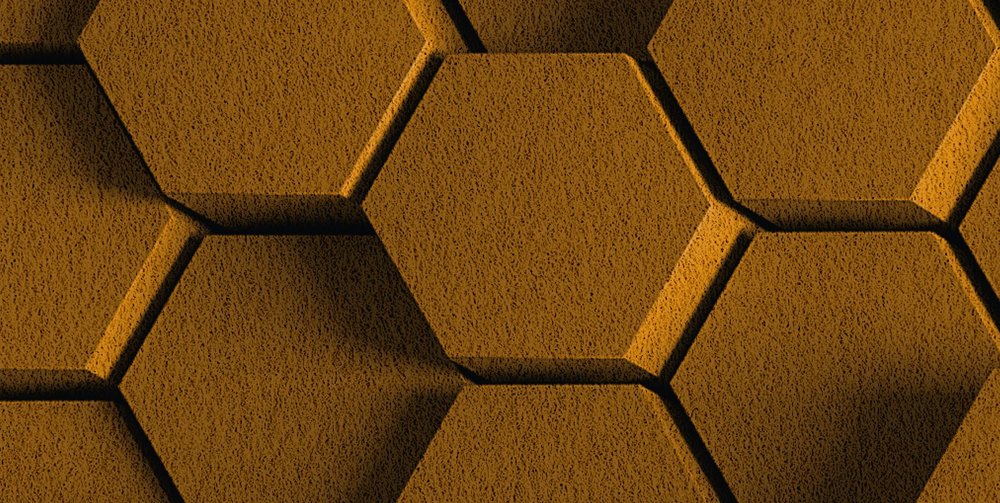            Honeycomb 1 - 3D Fototapete mit gelbem Wabendesign in Filz Struktur – Gelb, Schwarz | Struktur Vlies
        
