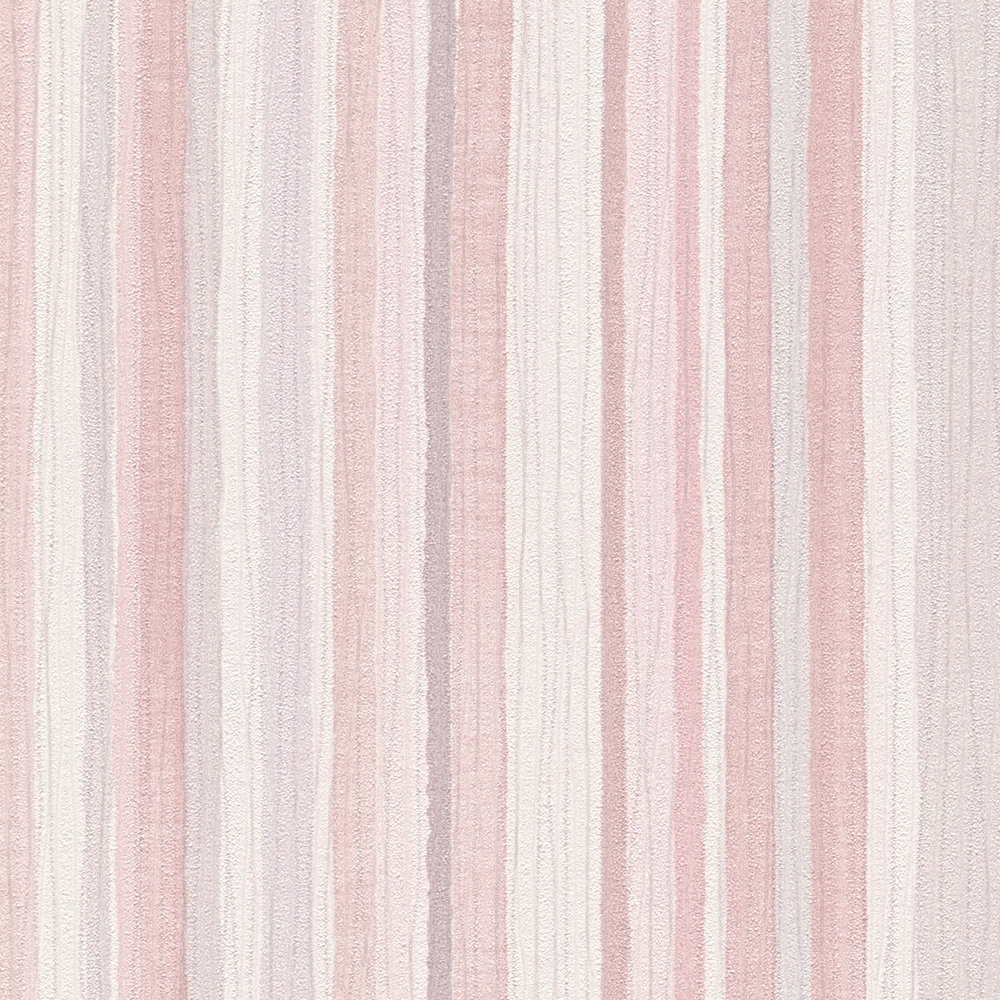             Streifen-Tapete mit schmalem Linienmuster – Rosa, Grau
        