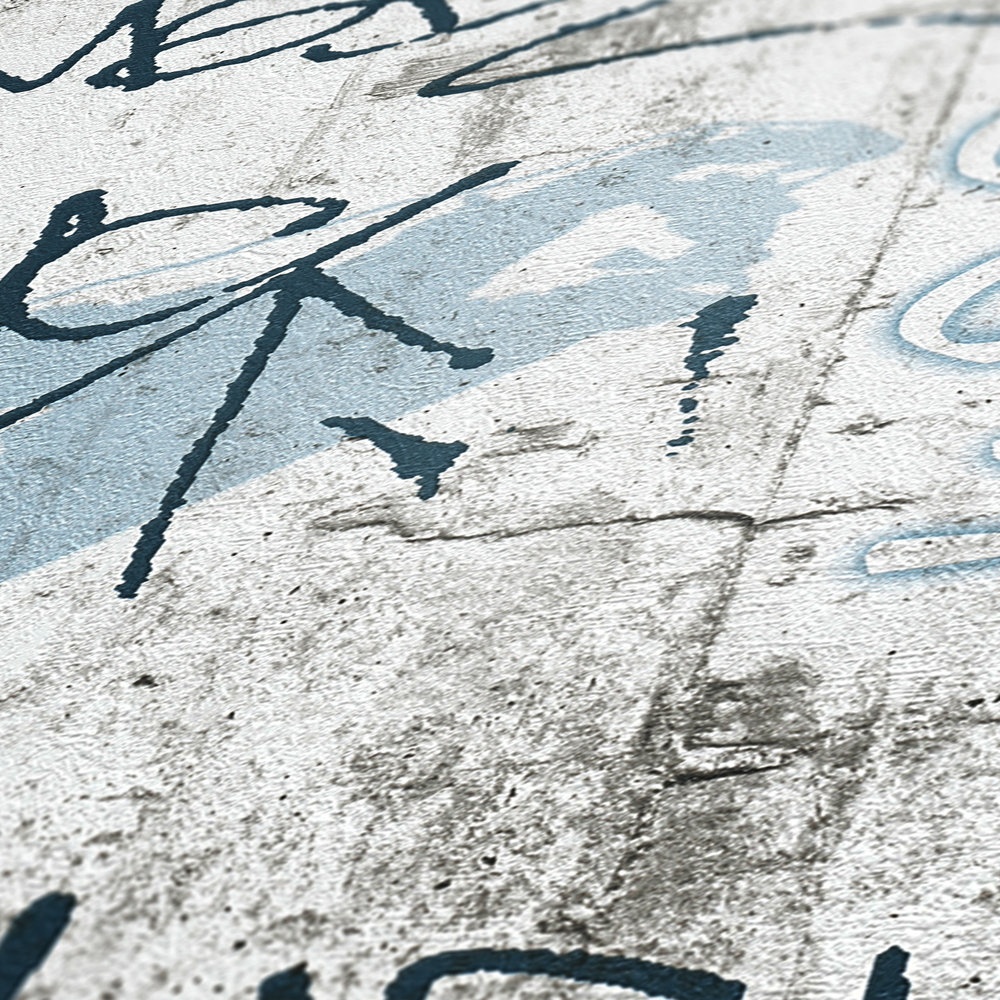             Jugendzimmer Tapete Graffiti im Street-Look – Grau, Grün
        