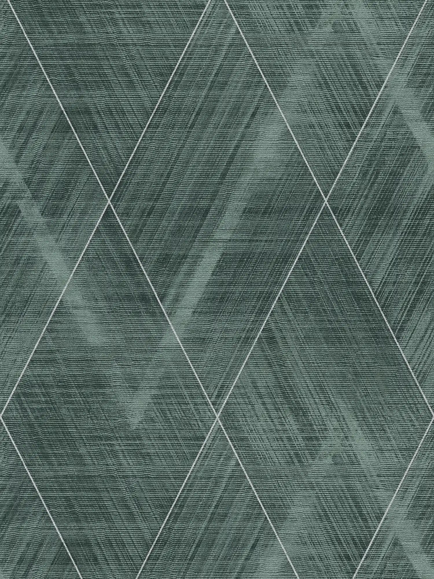         Rauten Tapete mit melierter Textiloptik – Metallic, Grün
    
