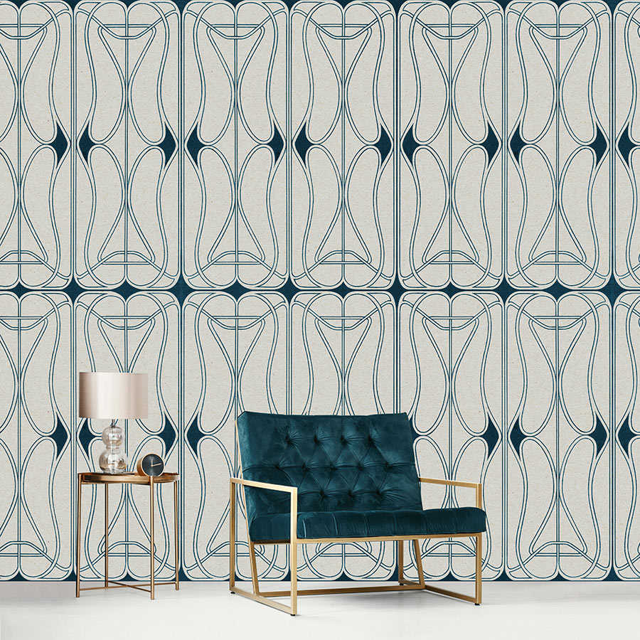         Astoria 1 – Fototapete Art Nouveau Muster Grau & Schwarzblau
    