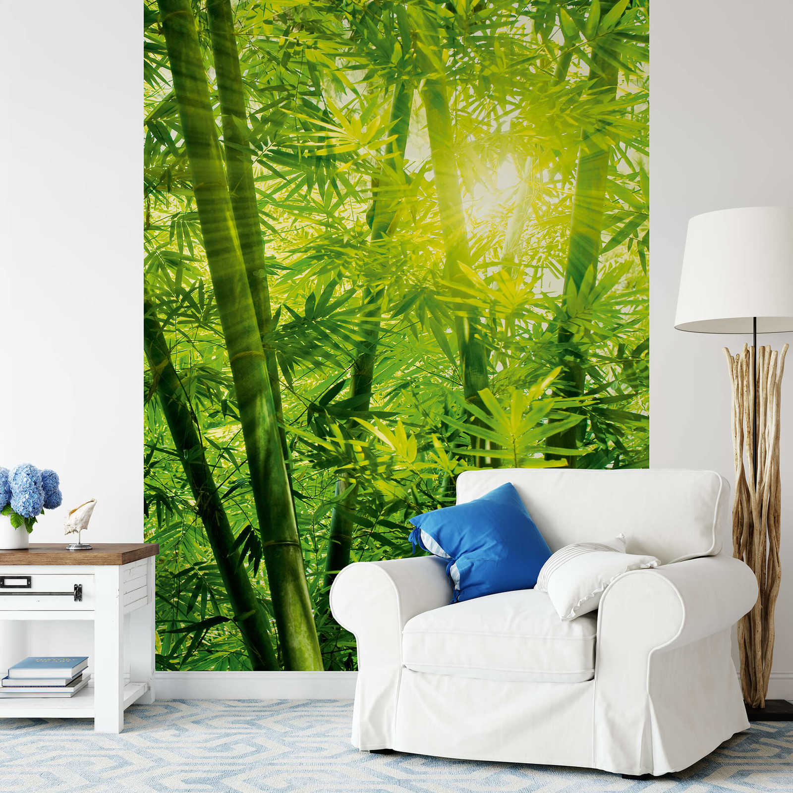             Bambus Fototapete Dschungel im Sonnenschein – Grün
        