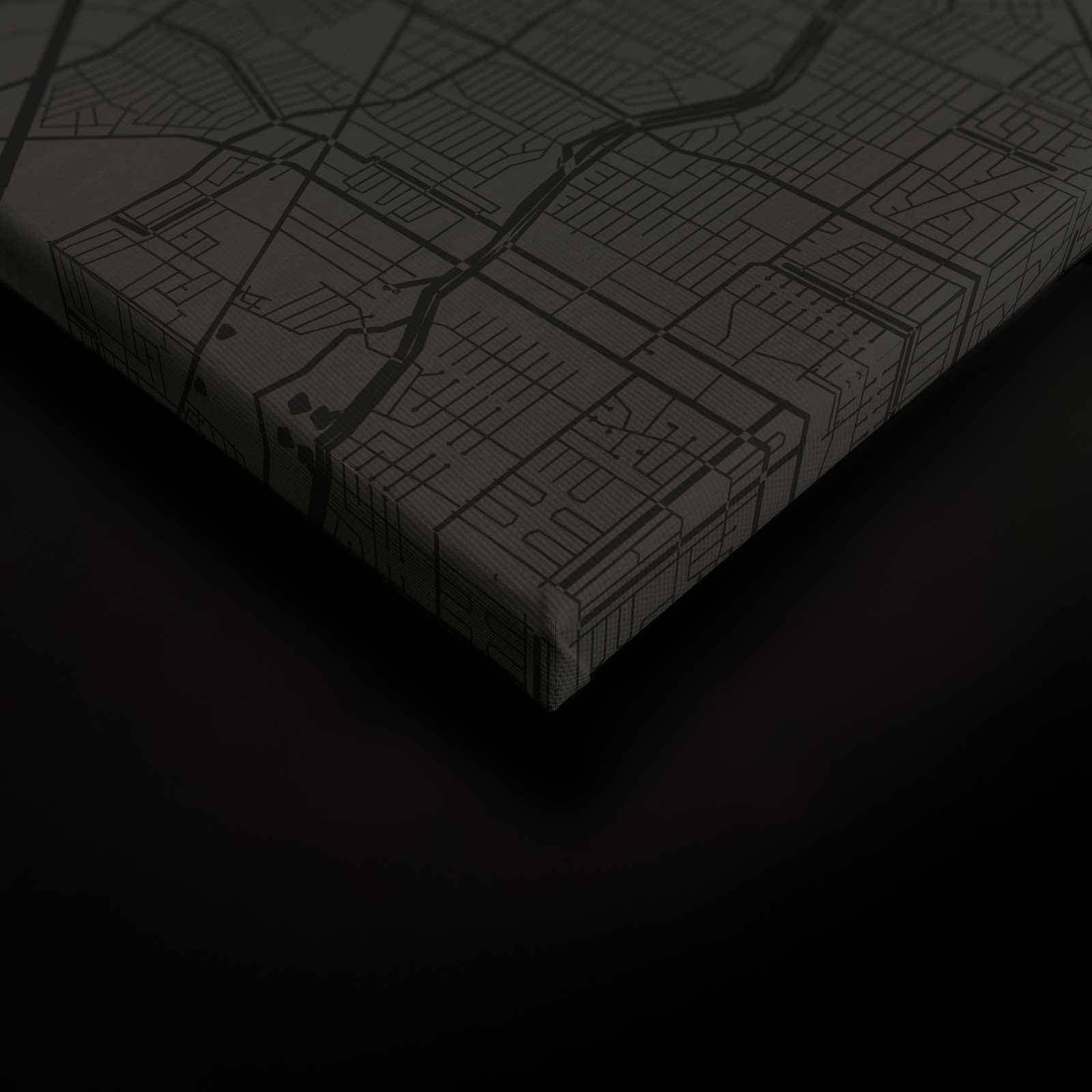             Leinwandbild Stadtkarte mit Straßenverlauf | schwarz – 0,90 m x 0,60 m
        
