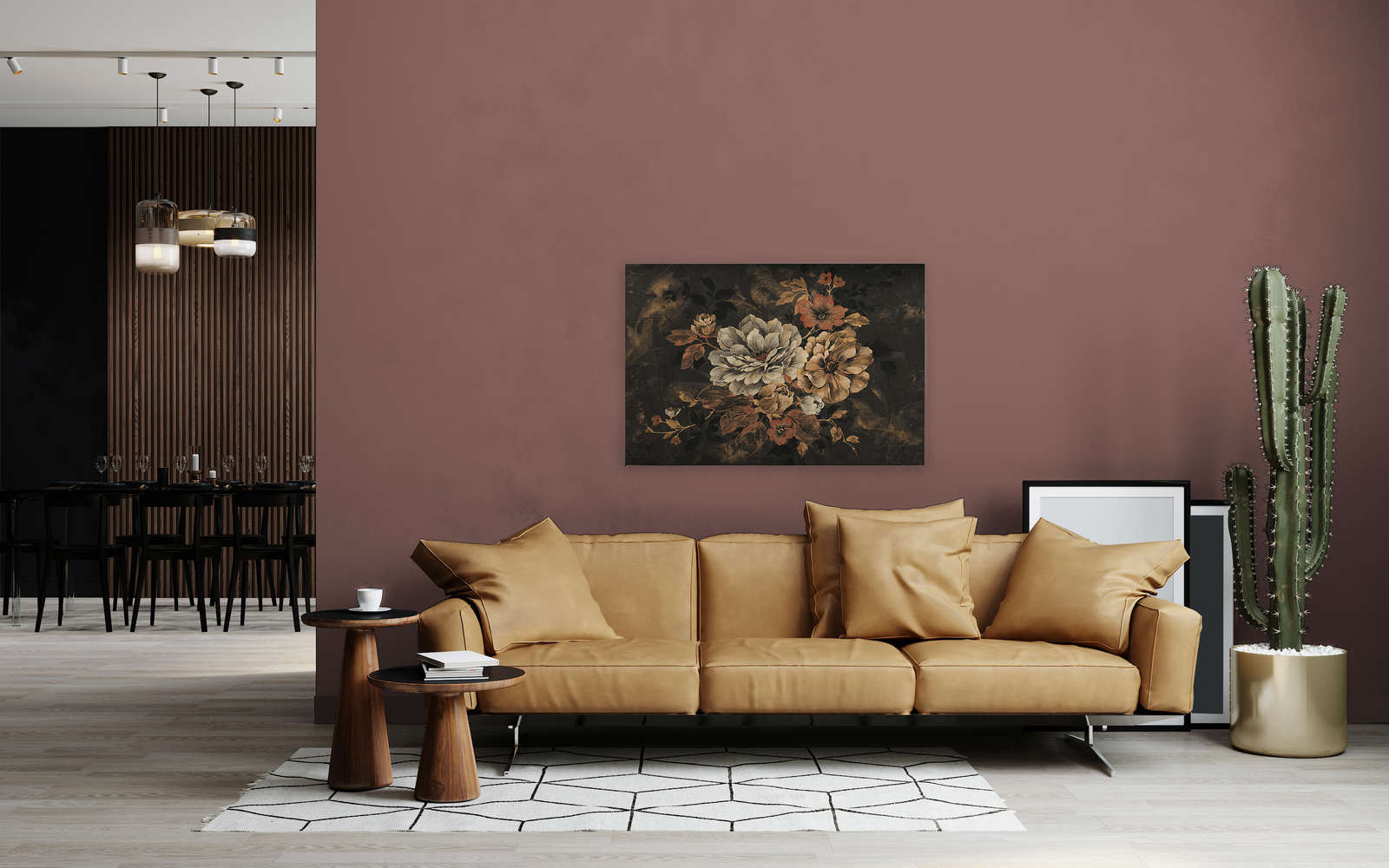             Leinwandbild Blütendesign, Ölgemälde im Vintage Look – 1,20 m x 0,80 m
        