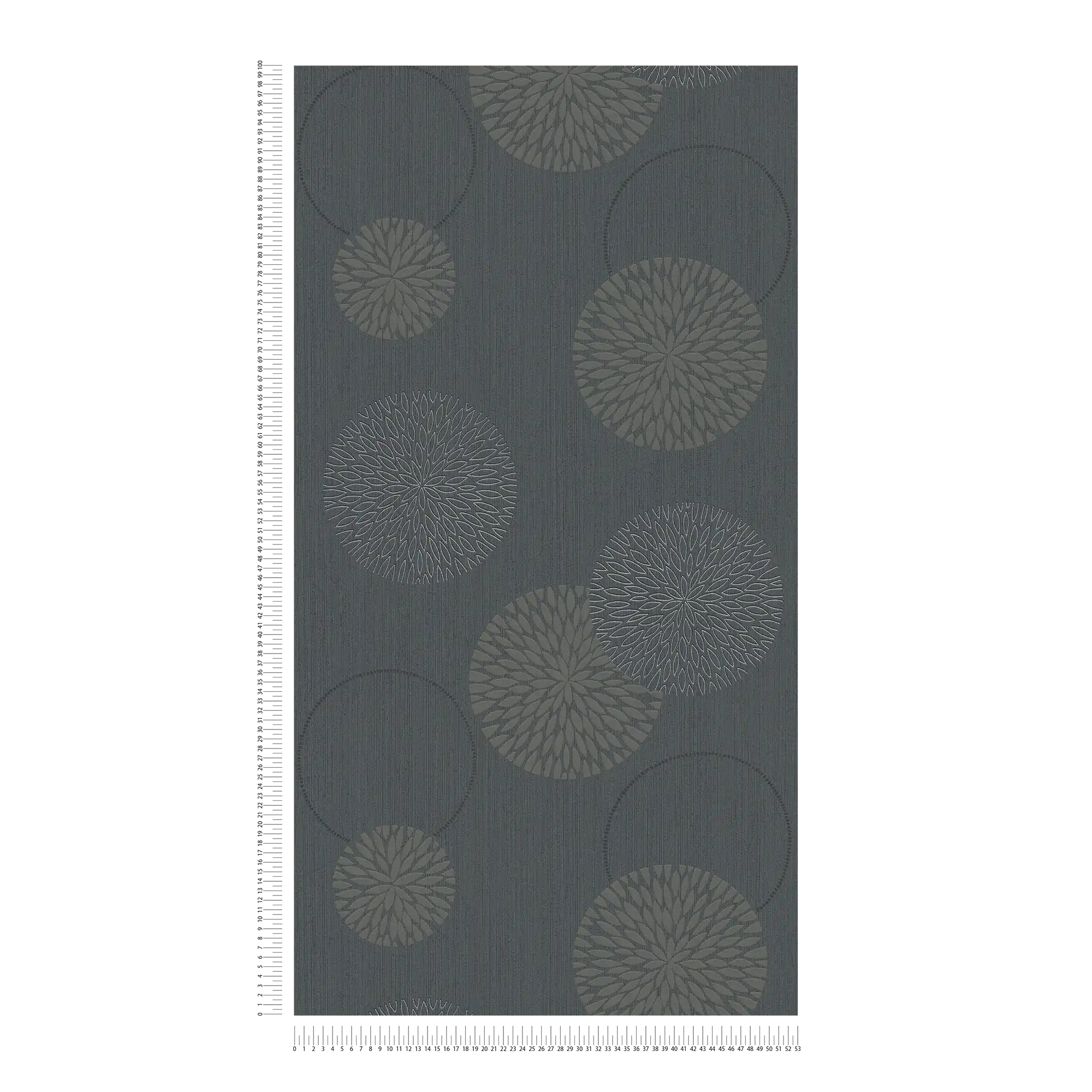             Vliestapete Blumen im abstrakten Design – Grau, Schwarz
        