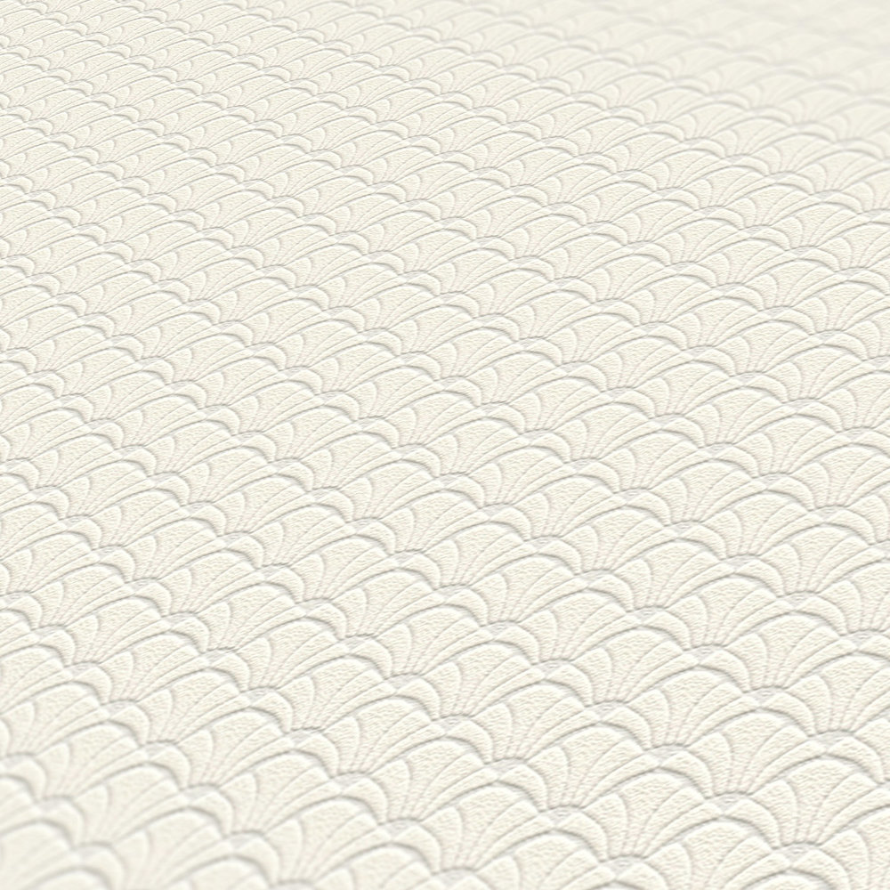             Tapete filigranes Strukturmuster im Muschel-Design – Creme, Weiß
        