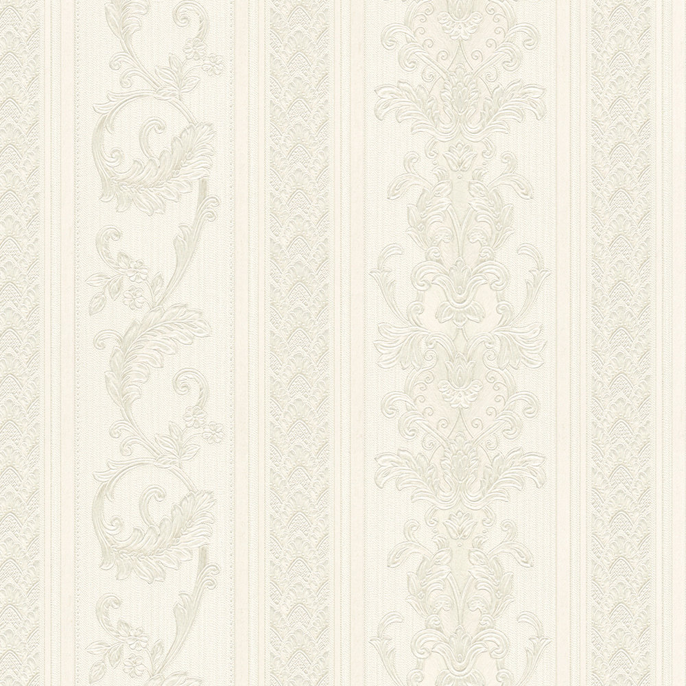             Tapete opulentes Streifen Design mit Ornamenten – Creme, Grau
        
