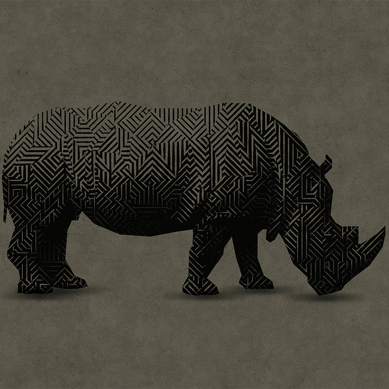 Fototapete Nashorn im Grafik-Design – Schwarz, Braun
