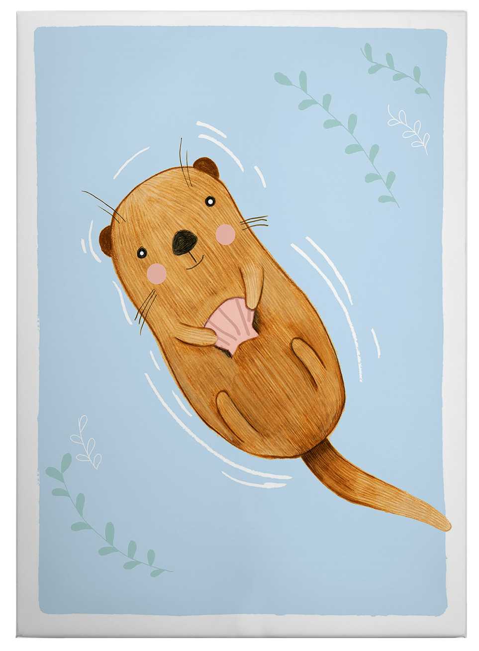             Loske Leinwandbild Kinder liegender Otter – 0,50 m x 0,70 m
        