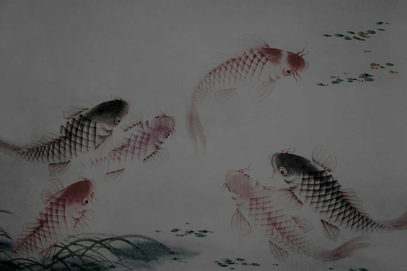             Leinwandbild Asia Style mit Koi-Teich | grau – 1,20 m x 0,80 m
        