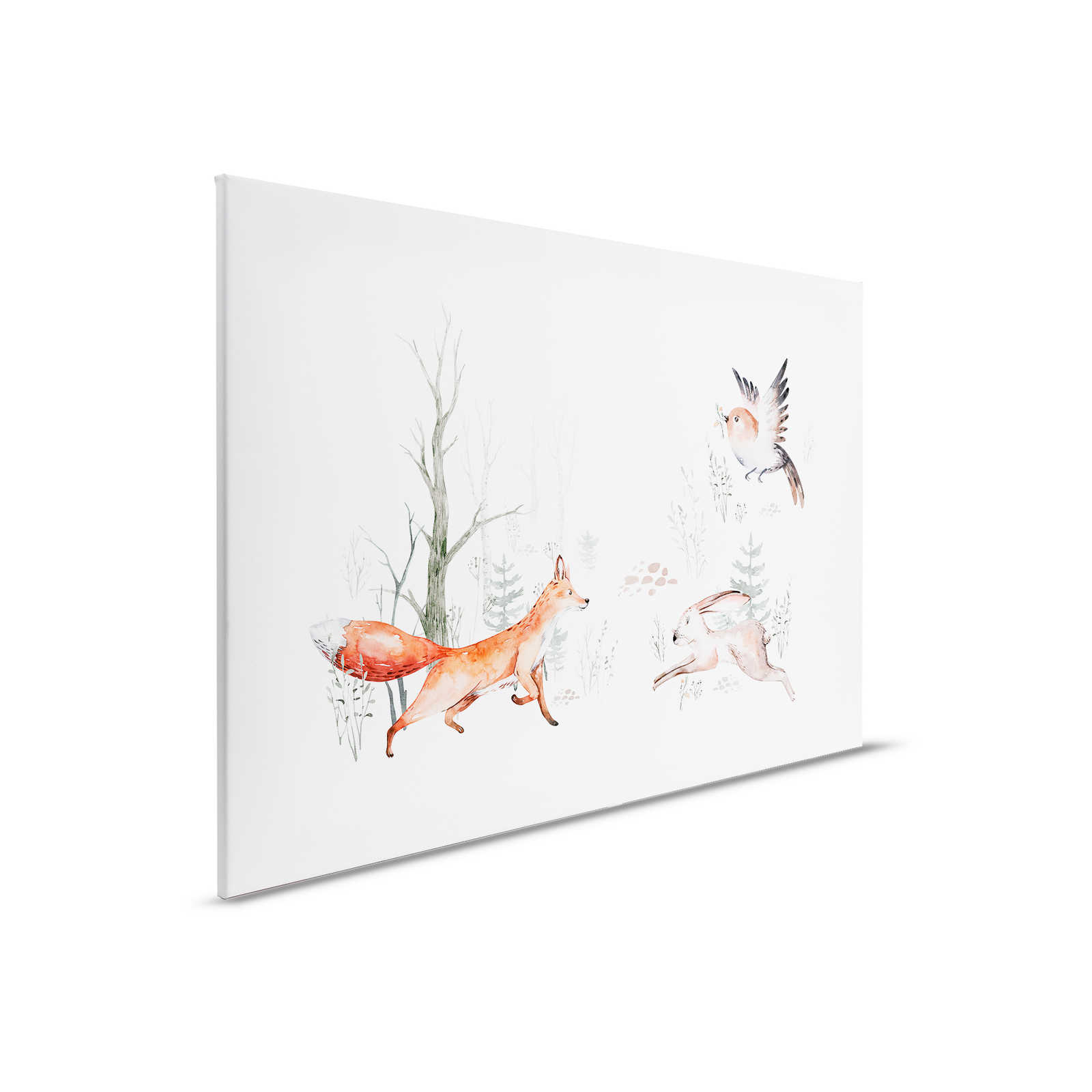 Leinwandbild mit Tieren im Wald fürs Kinderzimmer – 0,90 m x 0,60 m
