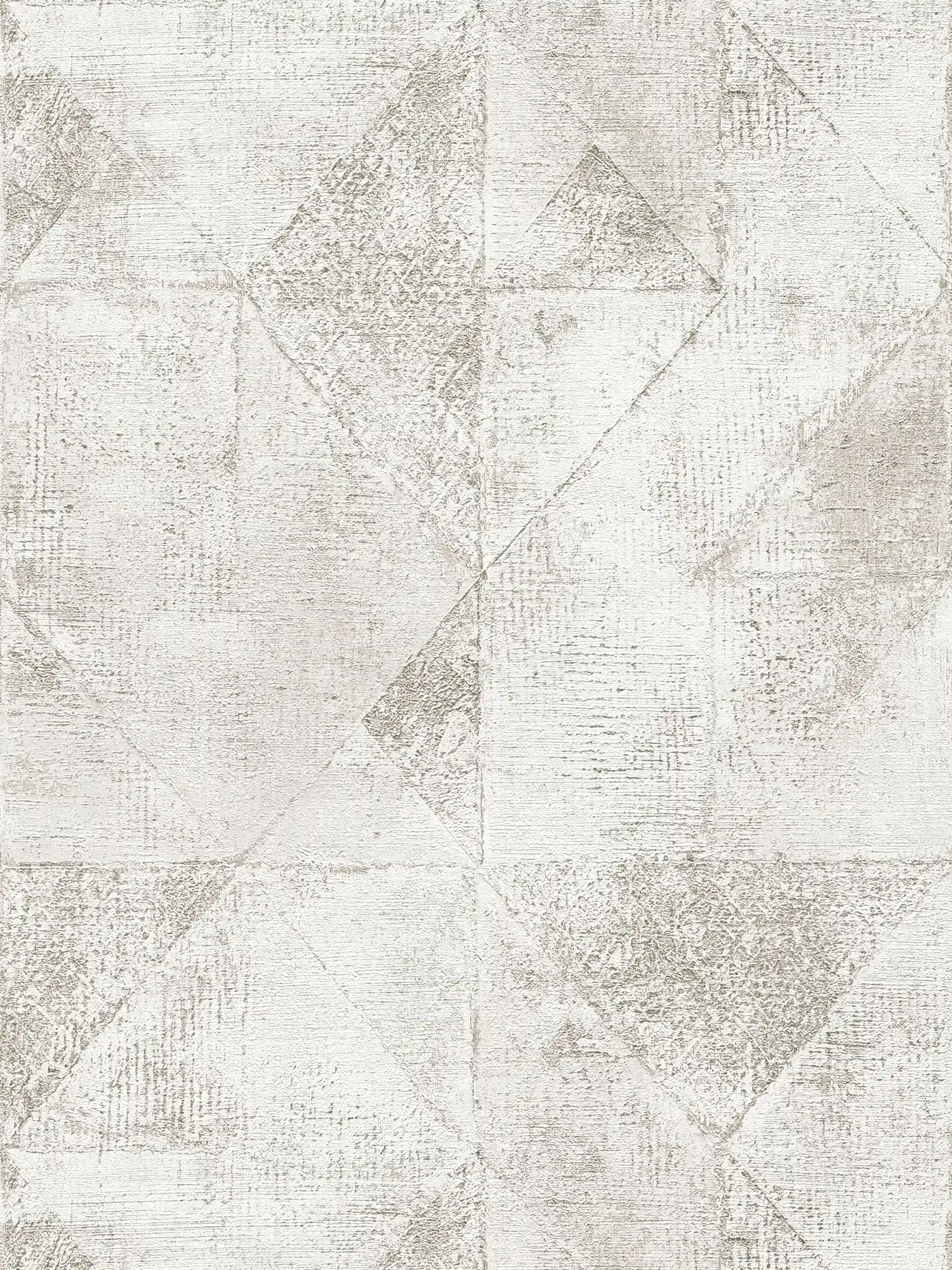 Tapete mit Grafik metallic Dreieck-Muster glänzend strukturiert – Silber, Weiß
