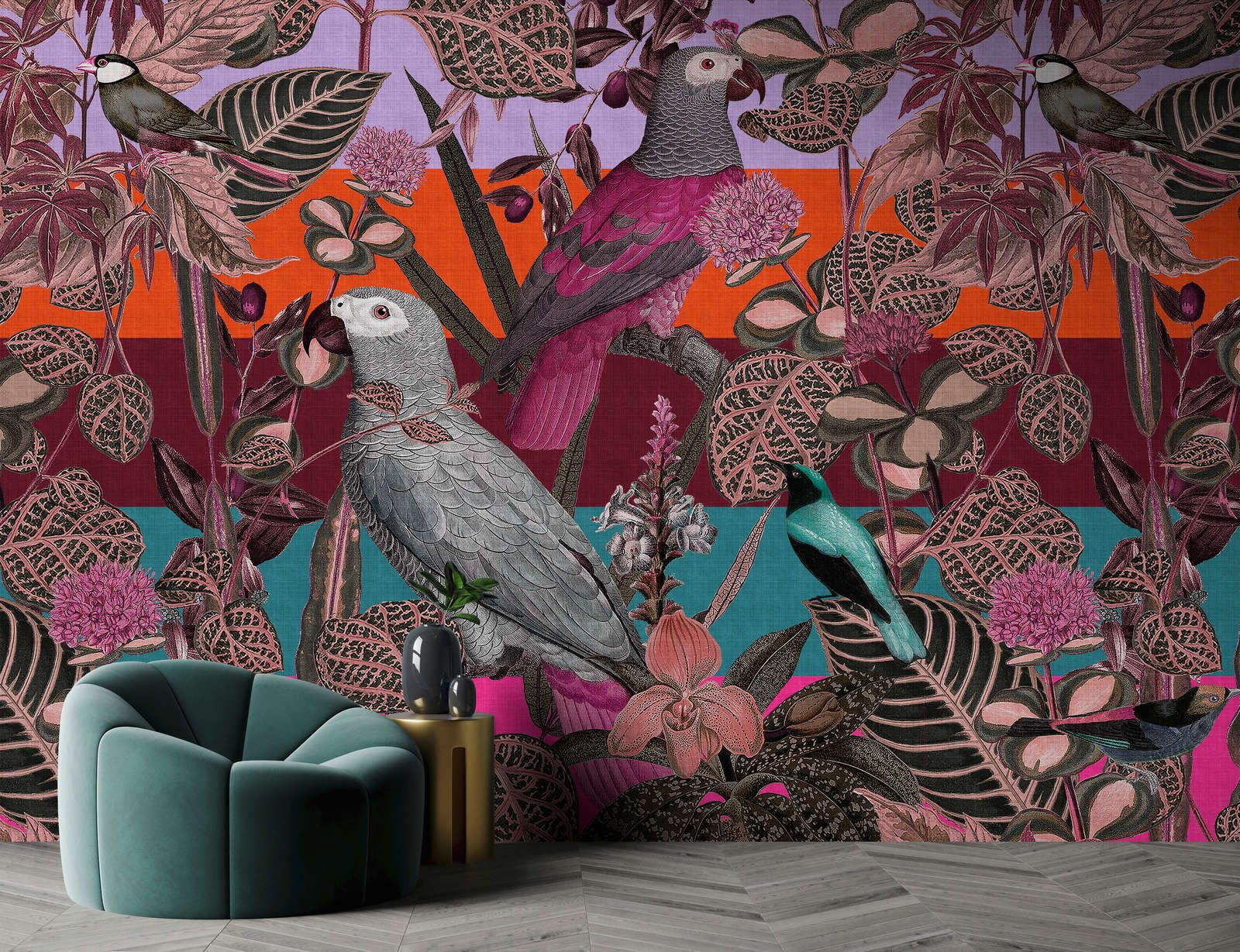             Fototapete »amazona 1« - Exotische Vögel – Violett | Leicht strukturiertes Vlies
        