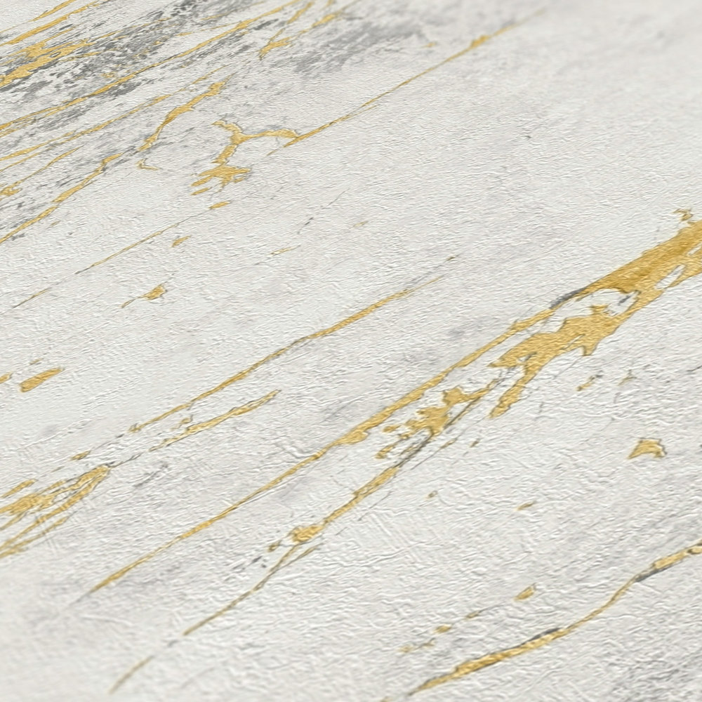             Gold Marmor Tapete mit Metallic Strukturdesign – Weiß, Metallic
        