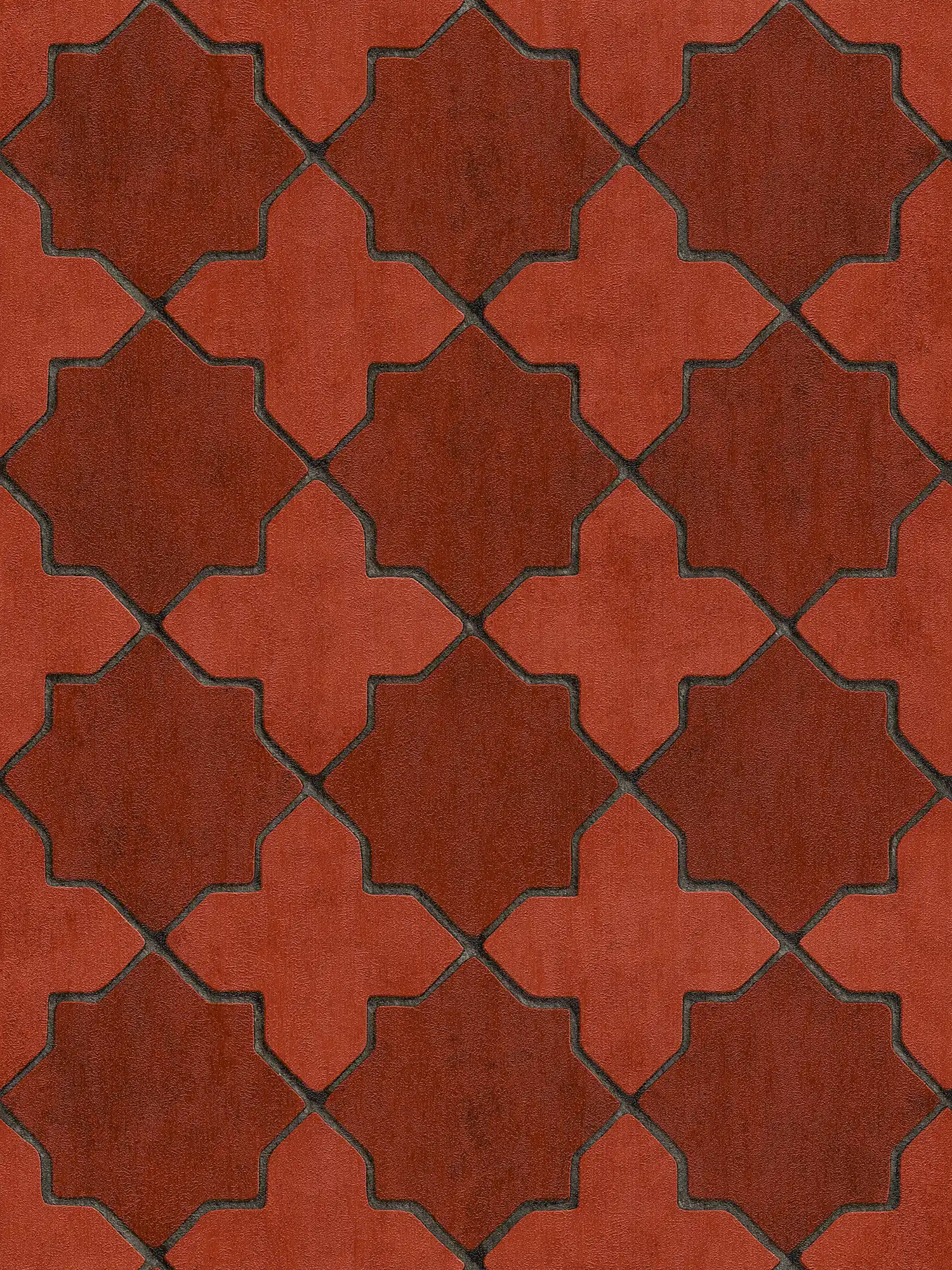 Fliesen-Tapete orientalisch – Rot, Grau, Schwarz
