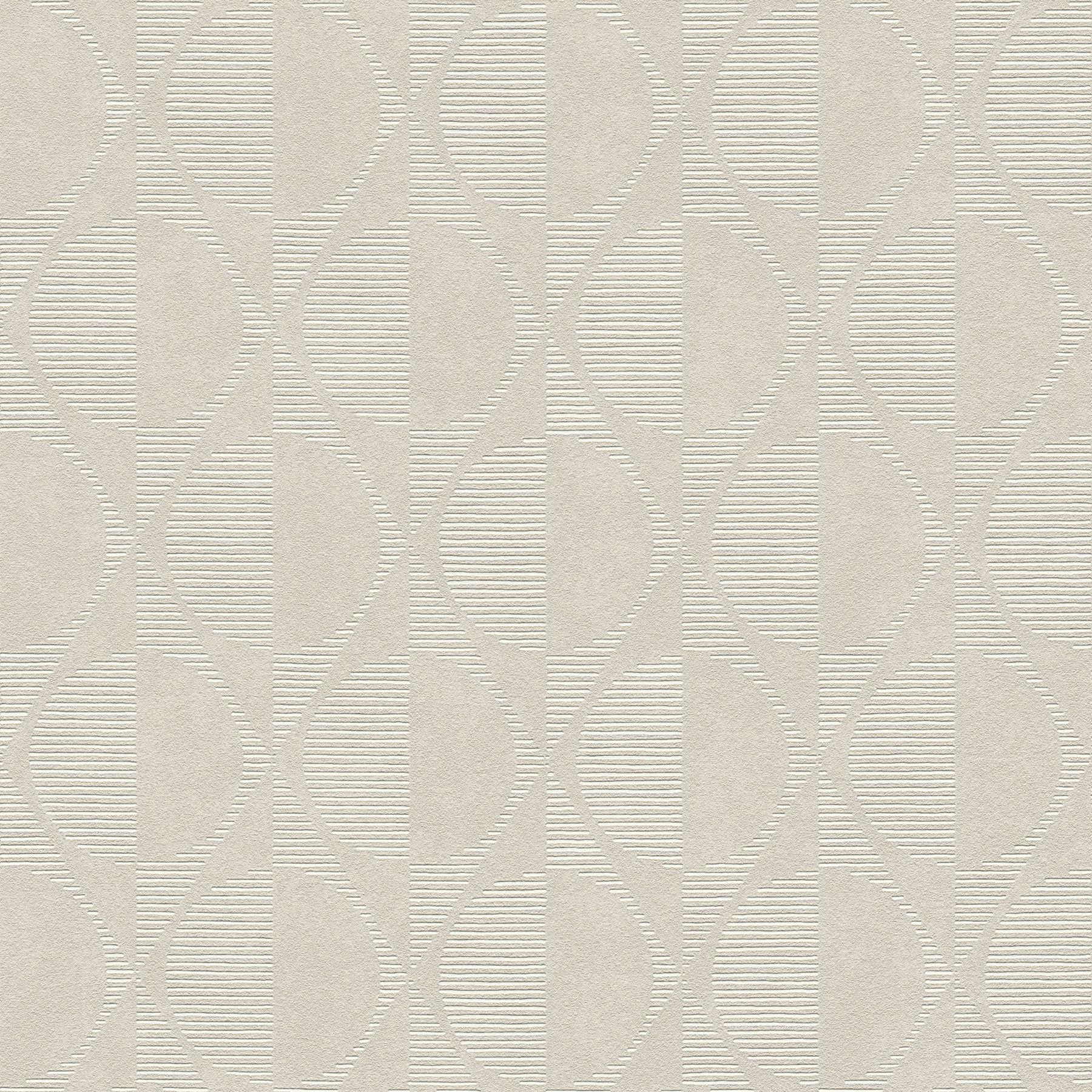 Retrotapete mit symmetrischem Muster – Beige, Grau, Creme
