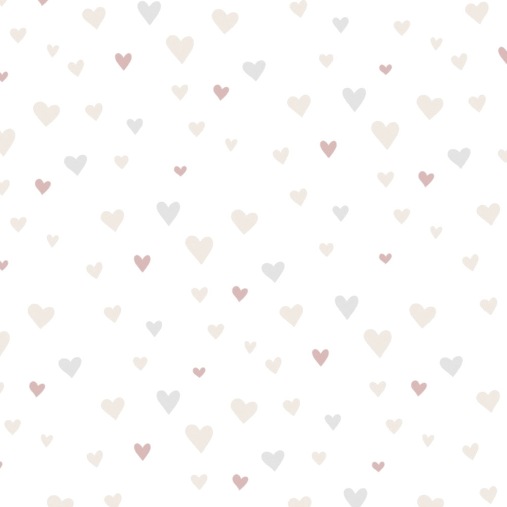             Kinderzimmer Mädchen Tapete Herzen Muster – Rosa, Grau, Beige
        