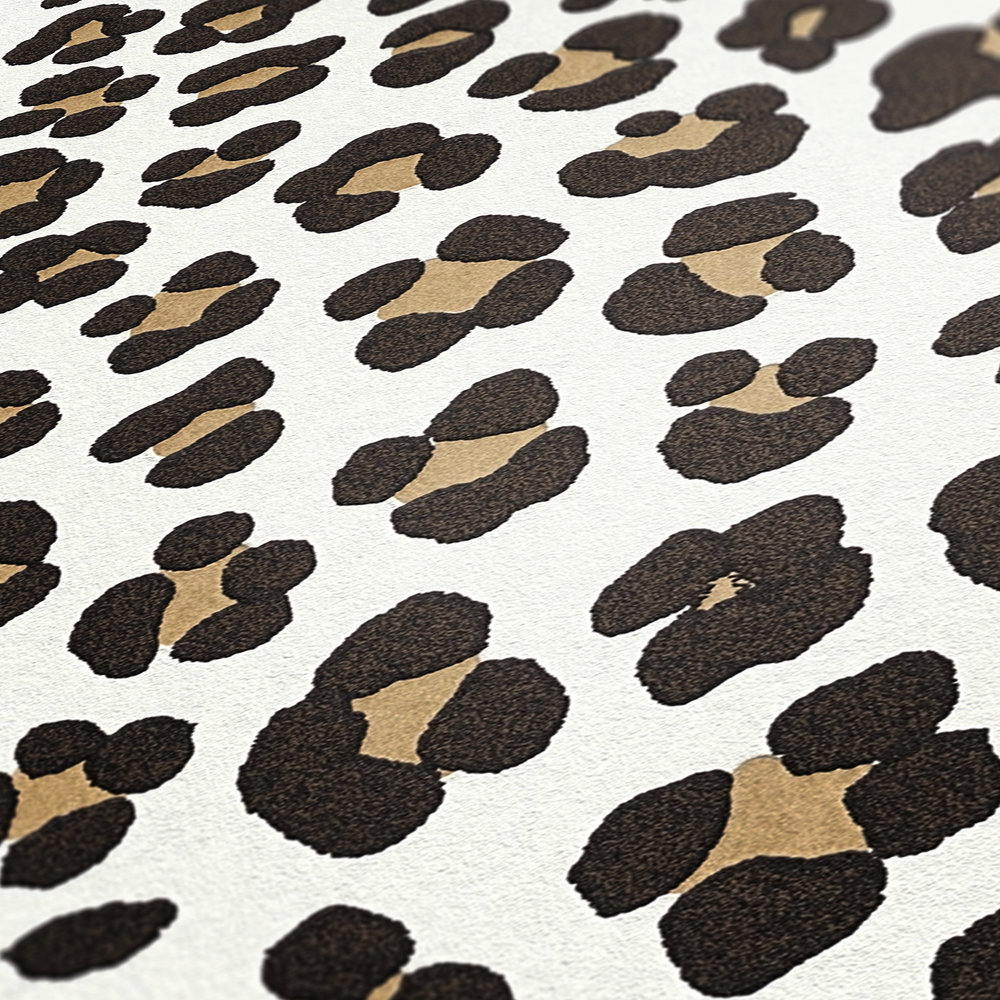             Animal Print Tapete mit Leoparden Muster – Braun, Metallic
        