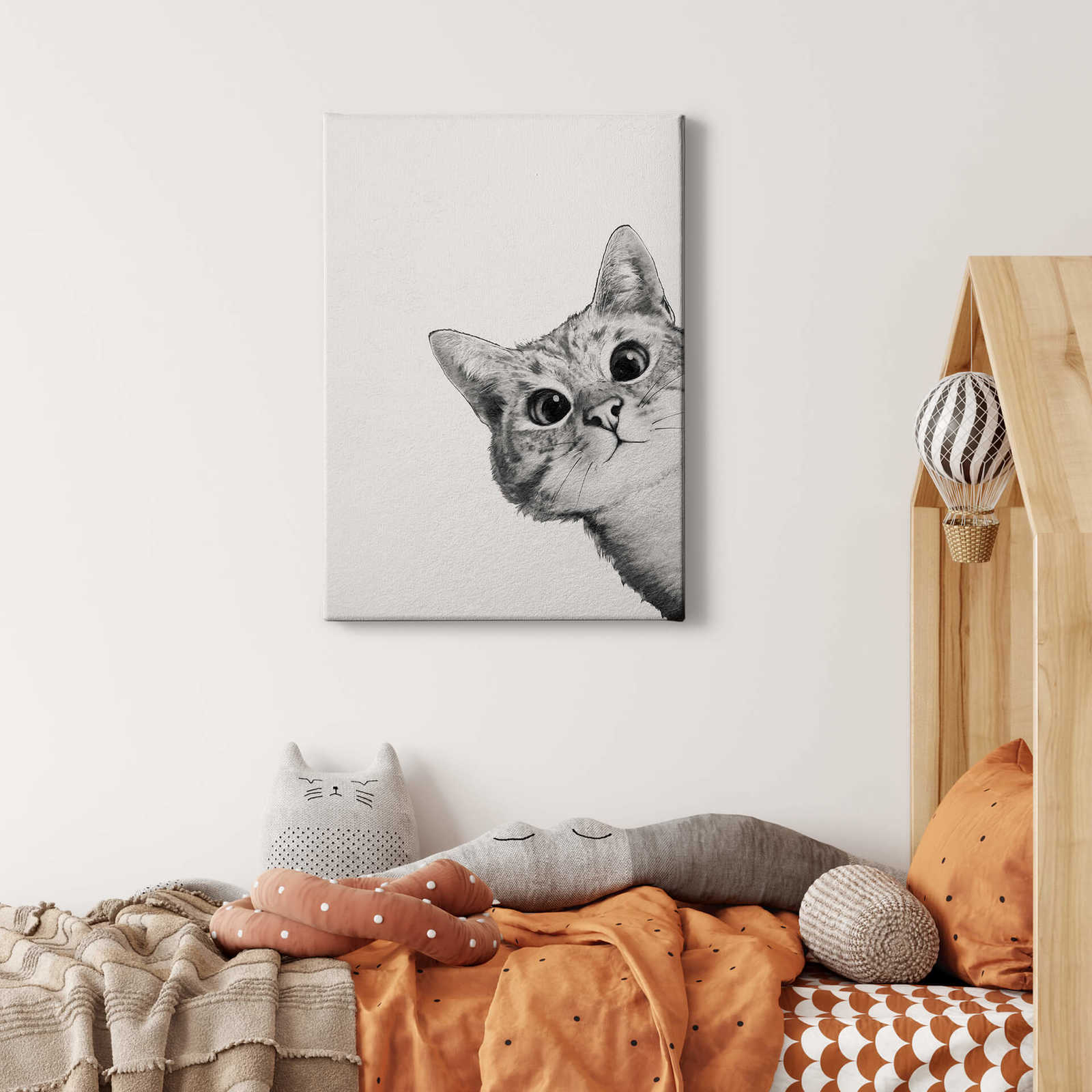             Leinwandbild "Sneaky Cat" von Graves, Katze in Schwarz-Weiß – 0,50 m x 0,70 m
        