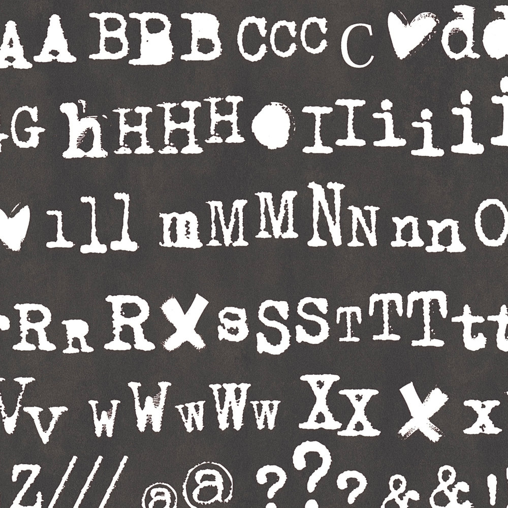             Schwarz-Weiß Tapete mit Lettern im Typografie Stil
        