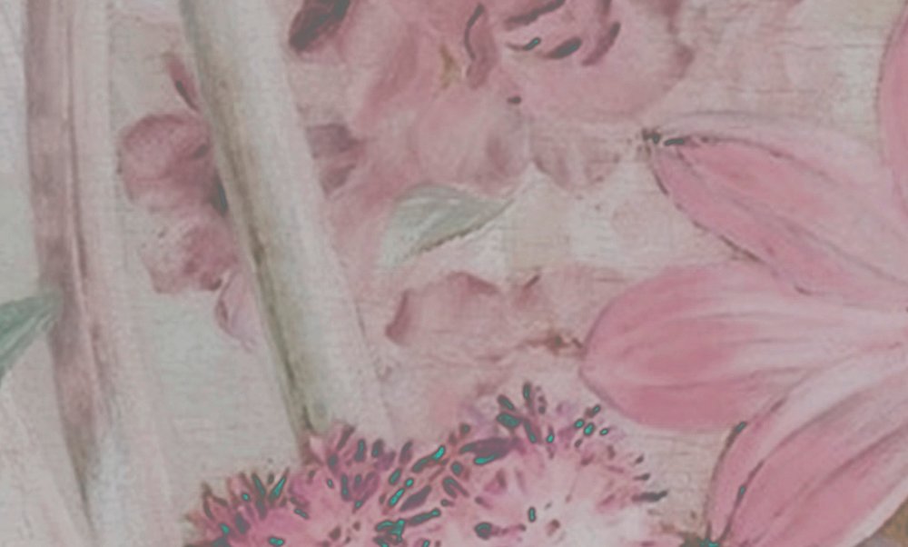             Blumen Fototapete mit Pastellfarben Design – Rosa, Grau
        