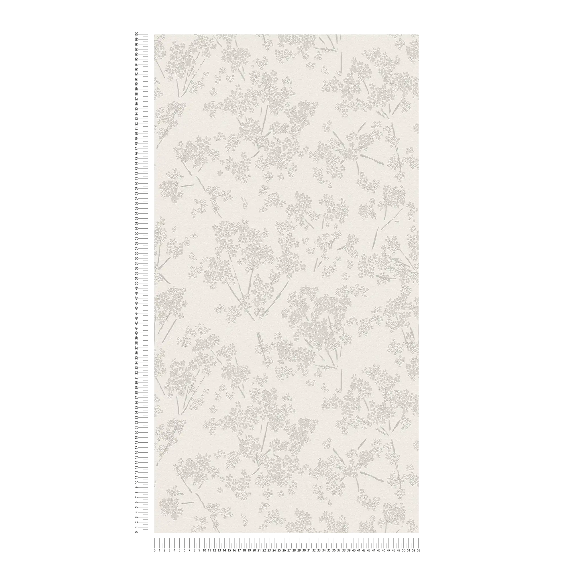             Vliestapete mit floralem Muster – Weiß, Grau
        