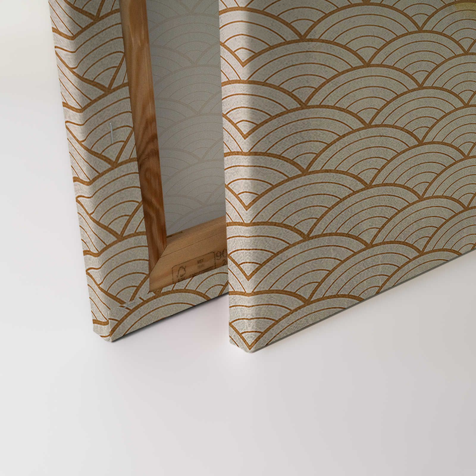             Voliere 3 - Leinwandbild Papagei & goldenes Muster im Vintage Stil – 1,20 m x 0,80 m
        