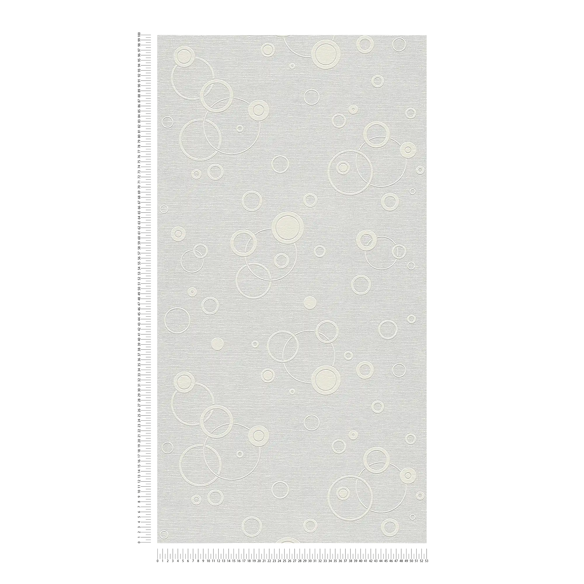             Retro Tapete 70er Kreismuster überstreichbar – Weiß
        