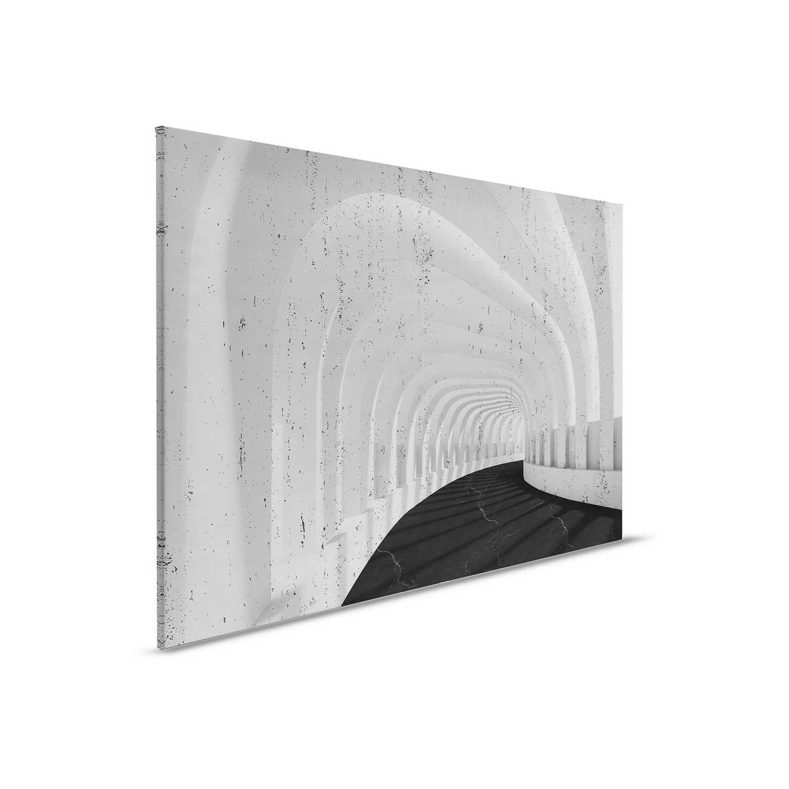         Leinwandbild 3D Tunnel aus Beton mit Bögen | grau, schwarz – 0,90 m x 0,60 m
    