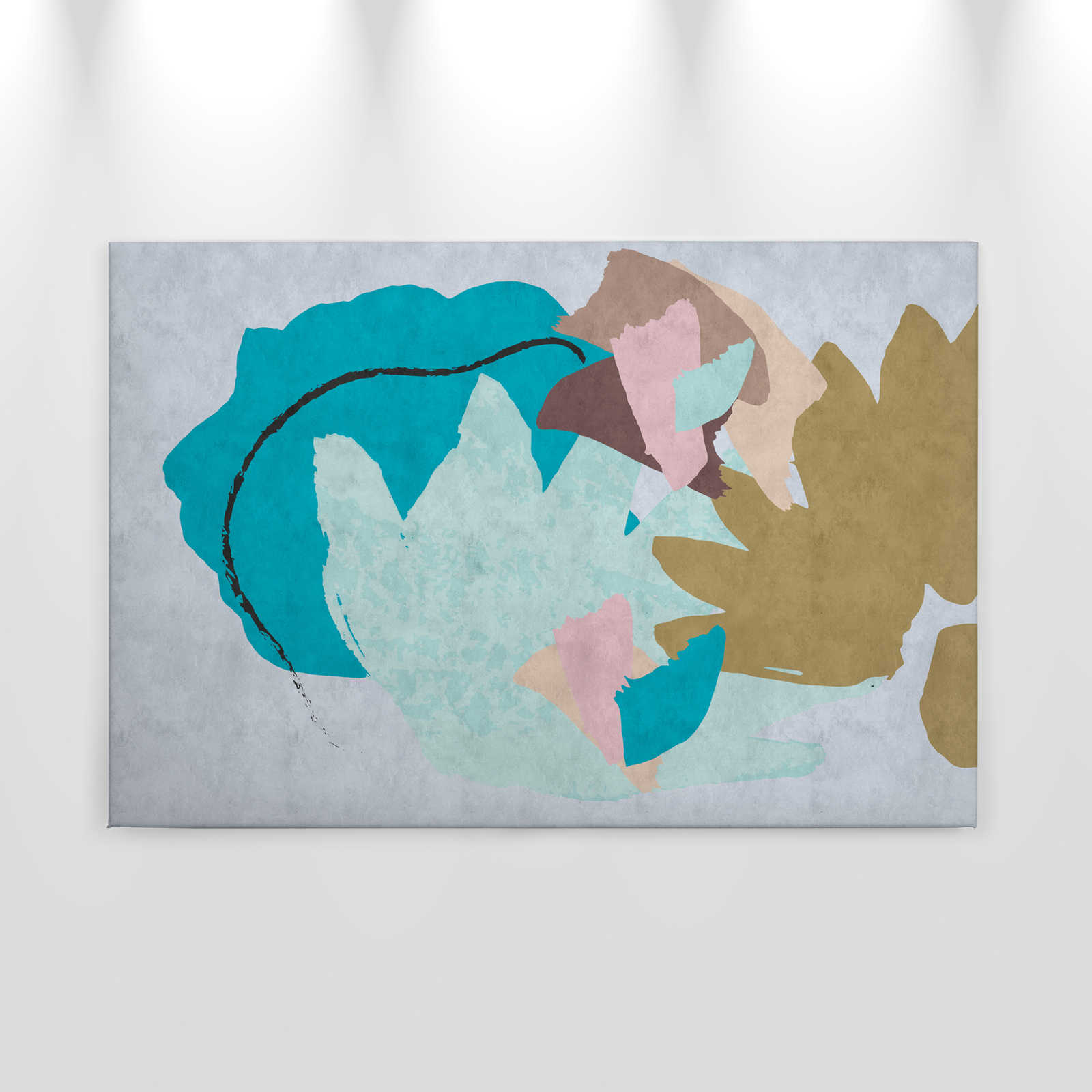             Floral Collage 1 - Abstraktes Leinwandbild, bunte Kunst- Löschpapier Struktur – 0,90 m x 0,60 m
        