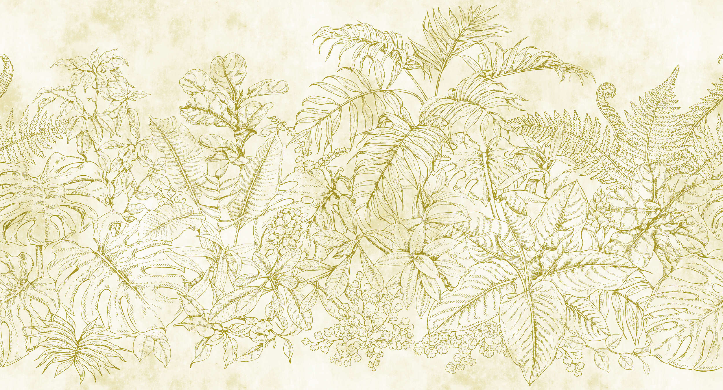             Fototapete Blumen & Blätter Muster – Creme, Beige
        