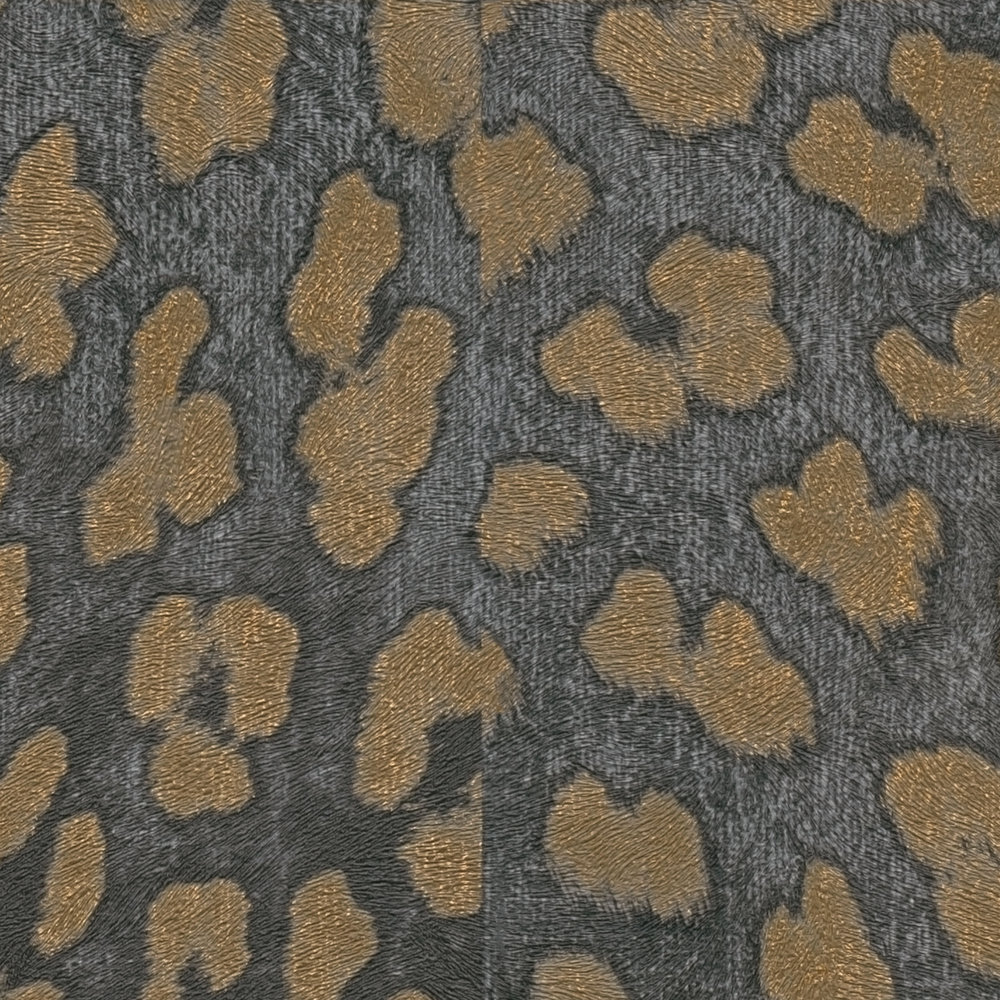             Animal Print Tapete mit Metallic-Muster – Grau, Gold
        