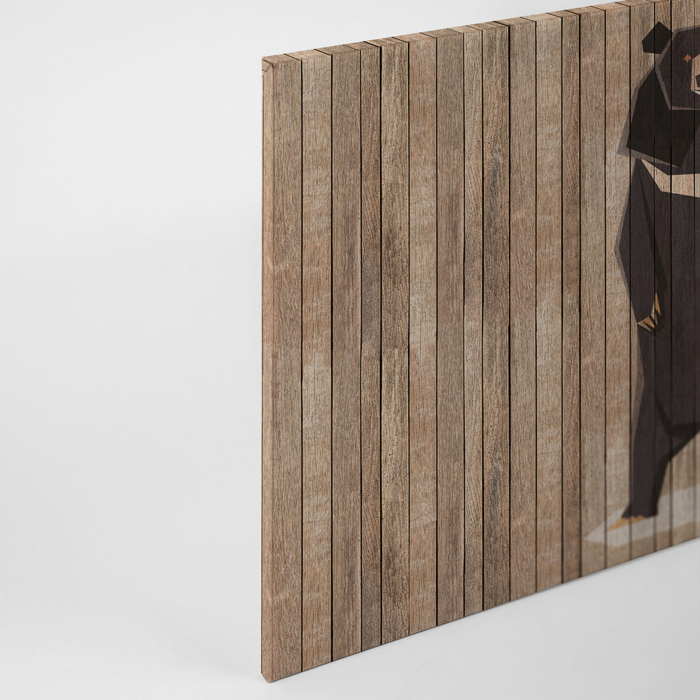             Born to Be Wild 1 - Leinwandbild Bretterwand mit Bären - Holzpaneele breit – 0,90 m x 0,60 m
        