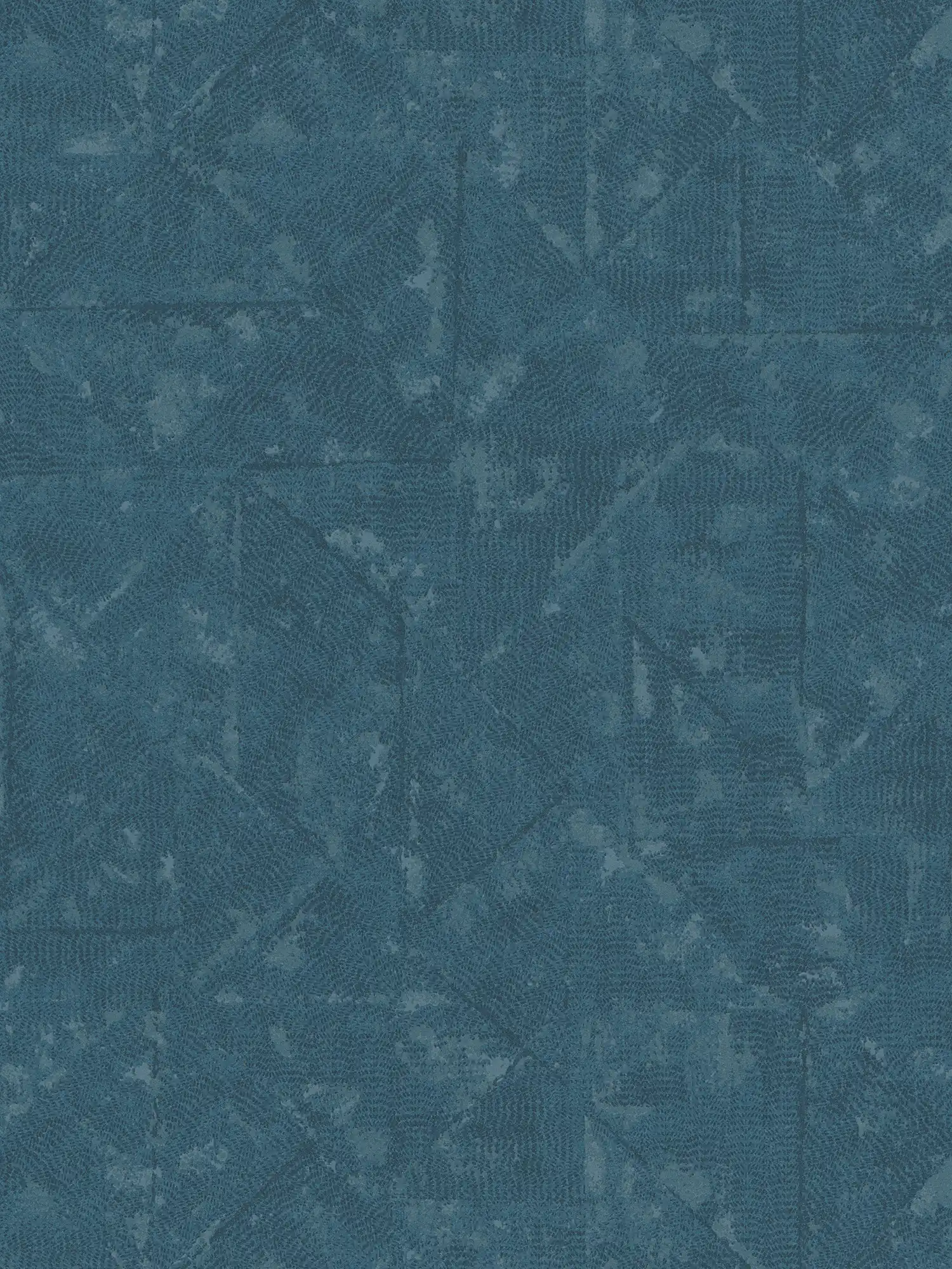 Petrolfarbene Vliestapete asymmetrische Details – Blau, Grau
